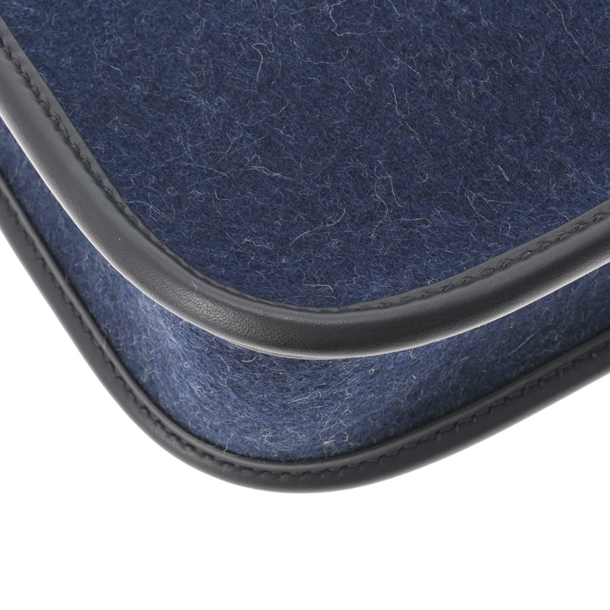 Pre-Owned HERMES Hermes Evelyn TPM Navy Palladium Metal Fitting Y Engraved (around 2020) Women's Felt Shoulder Bag (Like New)