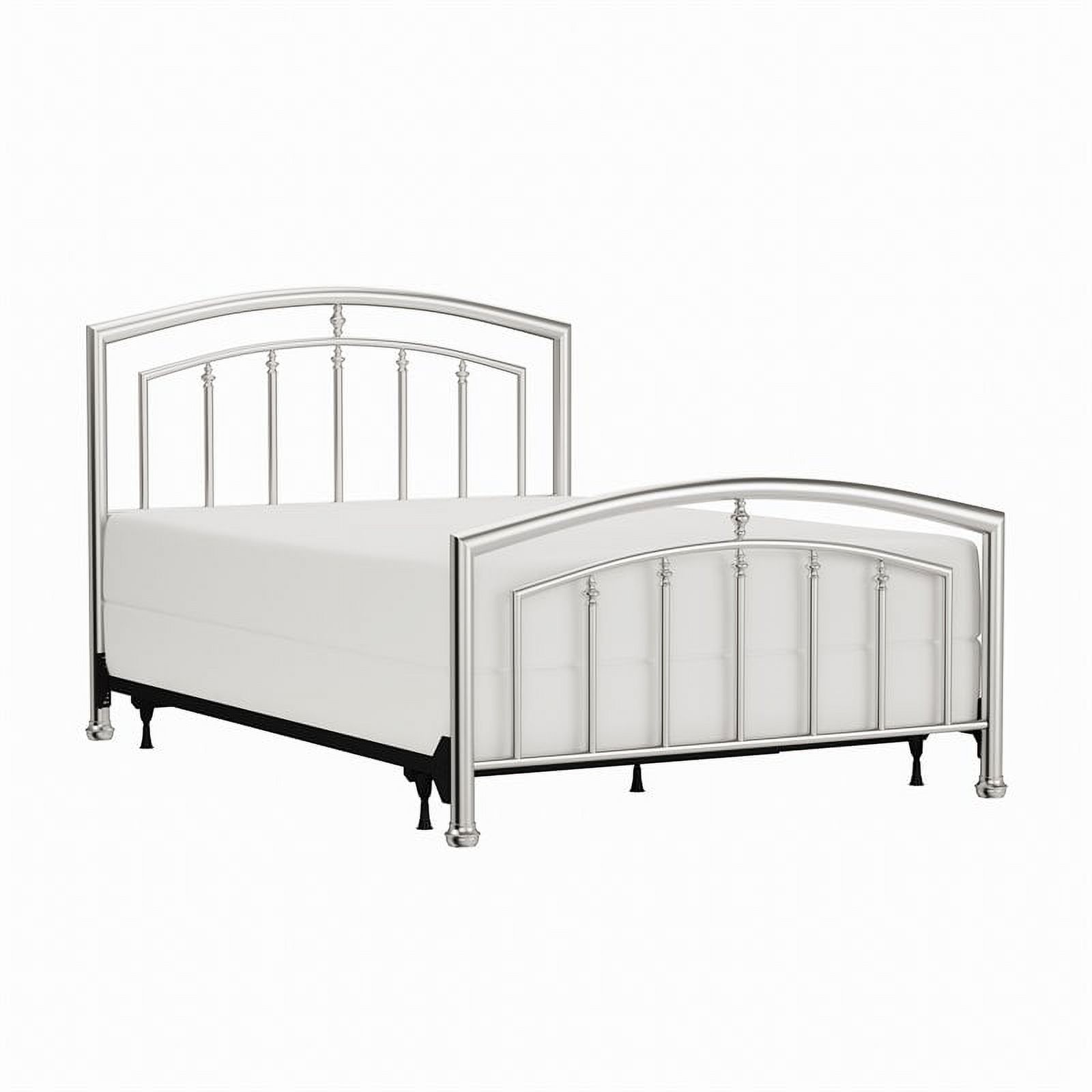 Bowery Hill Transitional Queen Metal Double Arched Spindle Bed in Matte Nickel
