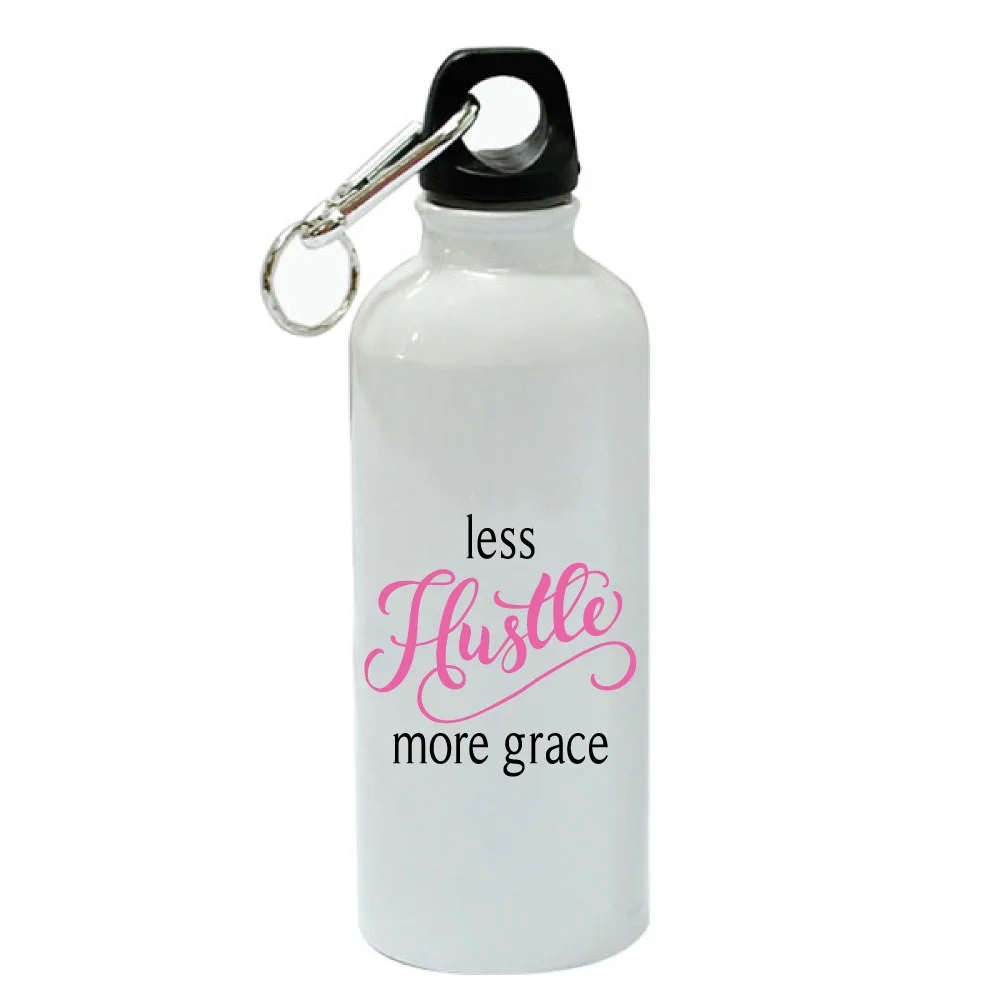 Less Hustle More Grace White Aluminum Sports 20 oz Water Bottle