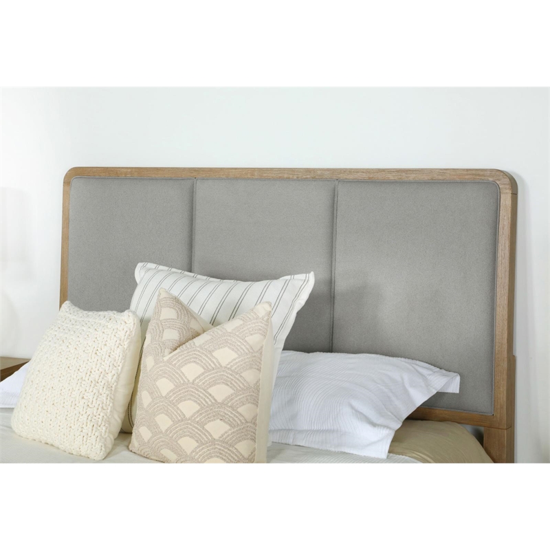 Arini Upholstered Eastern King Panel Bed Sand Wash and Grey