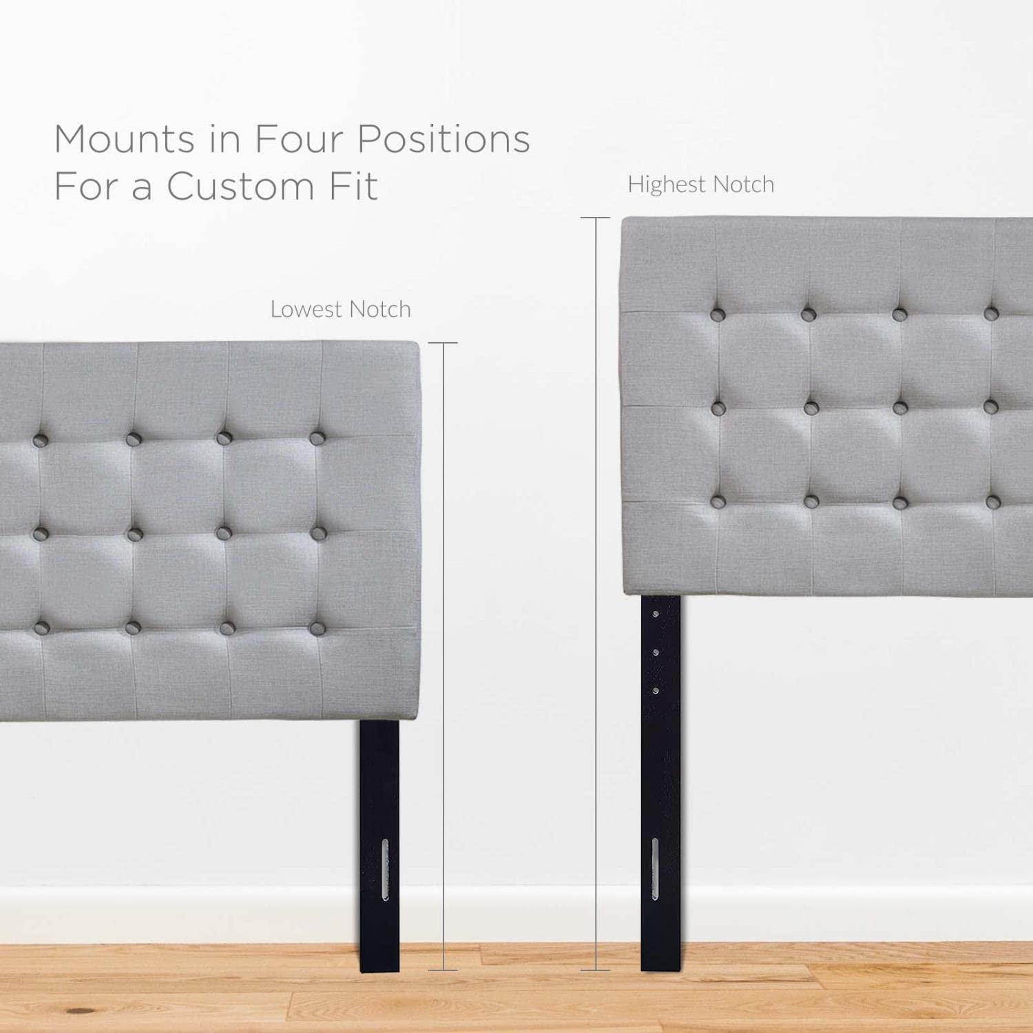 Tinble Tufted Button Linen Fabric Upholstered Queen Headboard In Gray