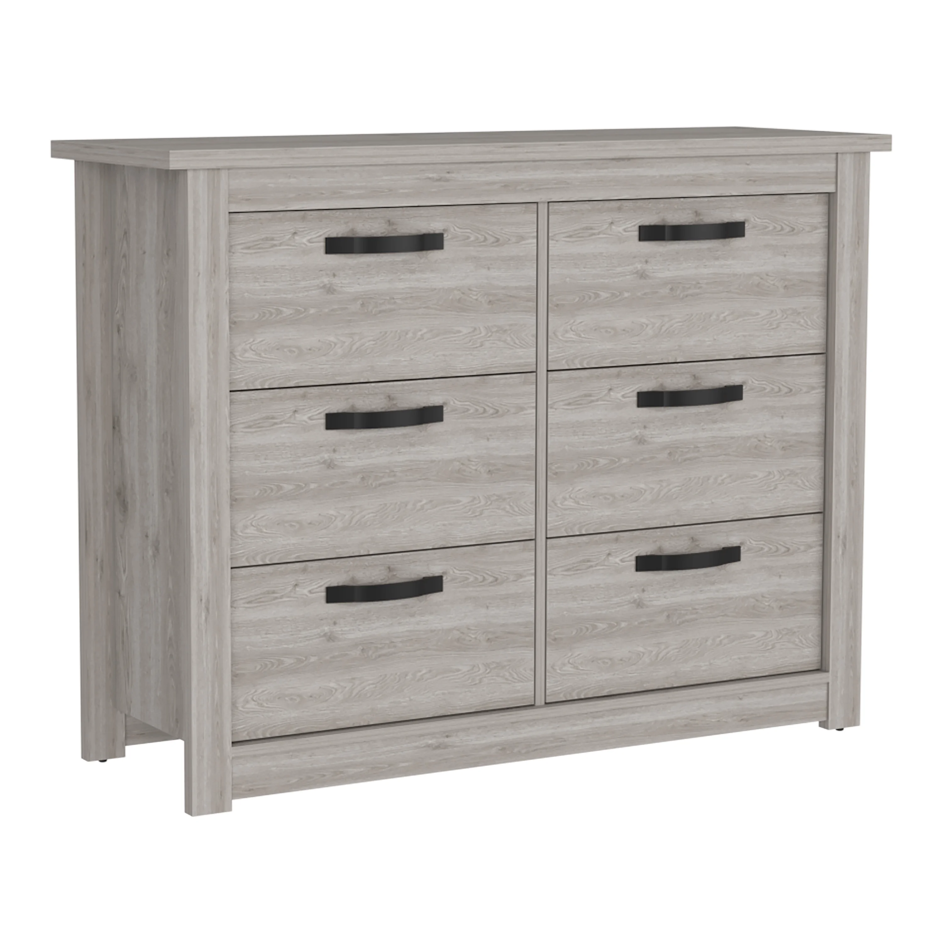 CoSoTower 6 Drawer Double Dresser , Four Legs, Metal Hardware -Light Gray