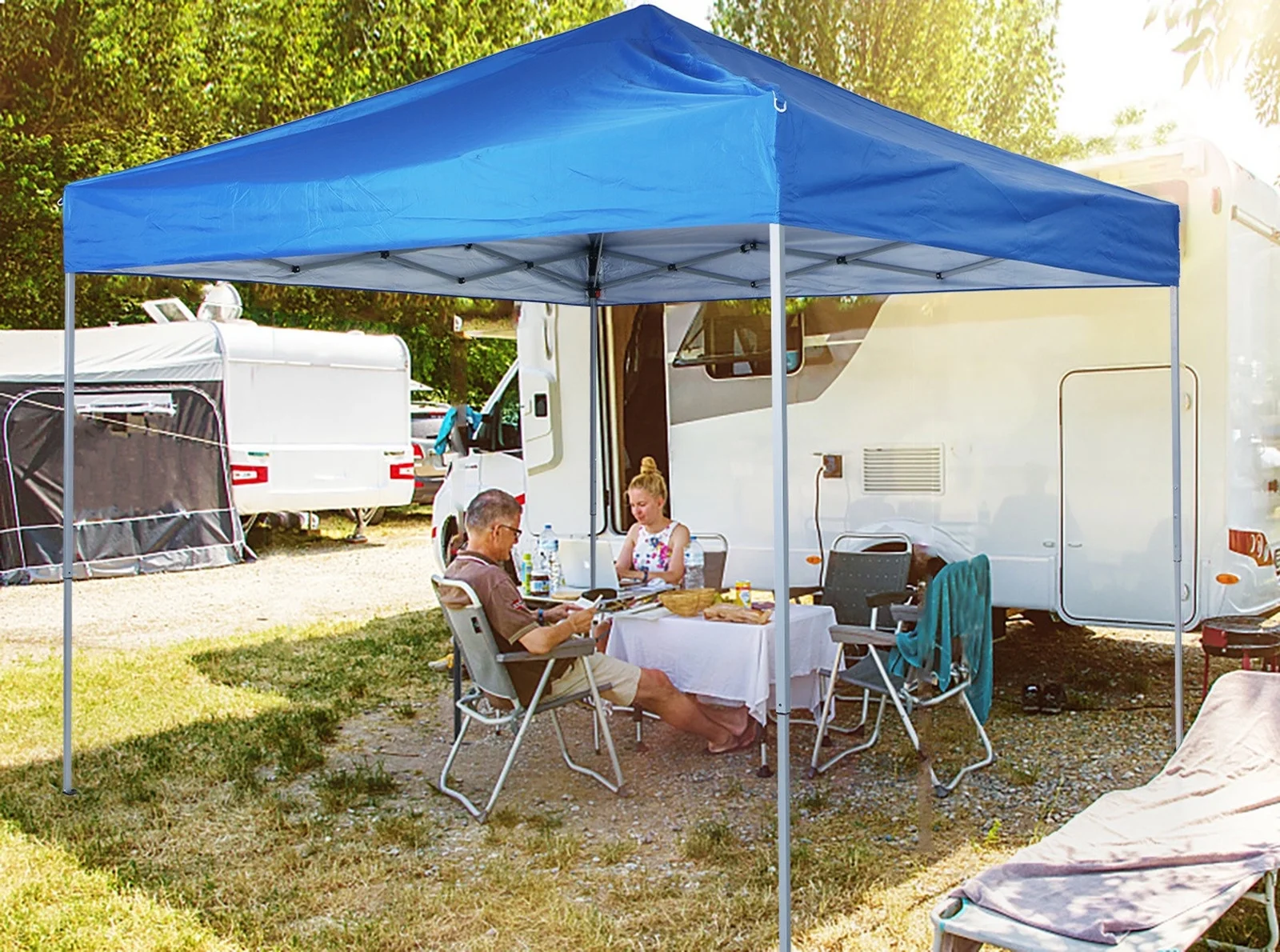 MF Studio 10x10 FT Straight Leg Popup Canopy with Wheeled Carry Bag