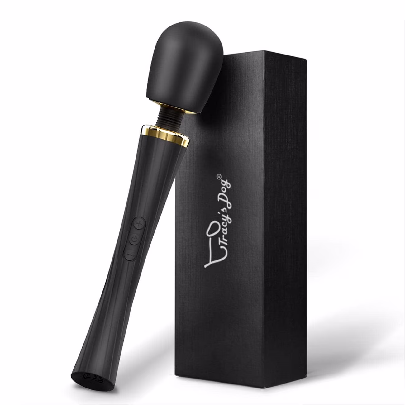 Tracy's Dog Cordless Handheld Wand Massager, 5 Vibration Patterns & 3 Speeds, Body Relaxation Therapy Personal Massager for Sports Recovery Muscle Aches, Black