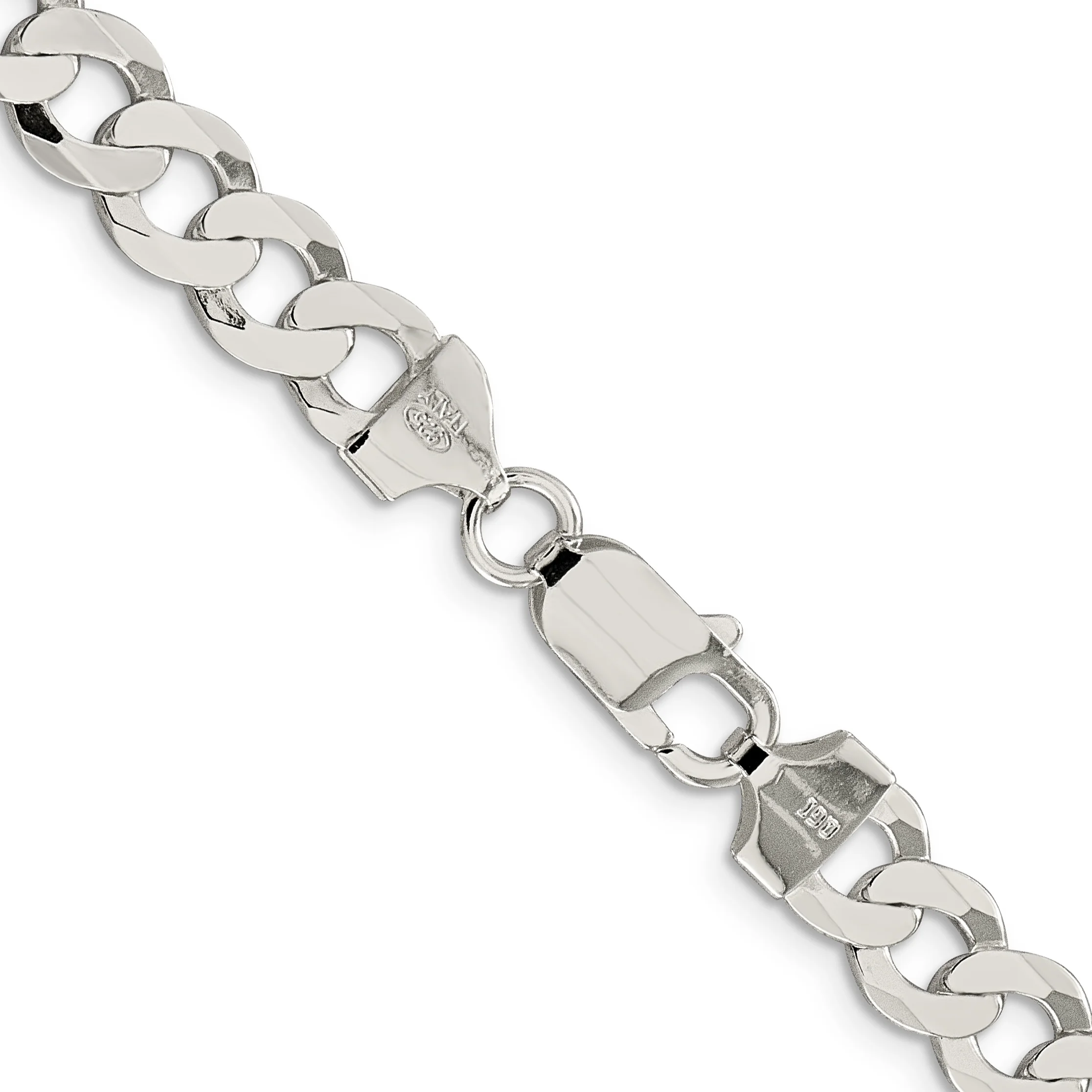 Carat in Karats Sterling Silver 8mm Flat Curb Chain Necklace 16 Inch Length