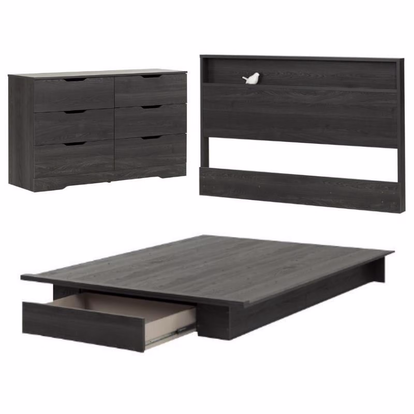 Home Square 3-Piece Set with Queen Platform Bed and Headboard and Dresser