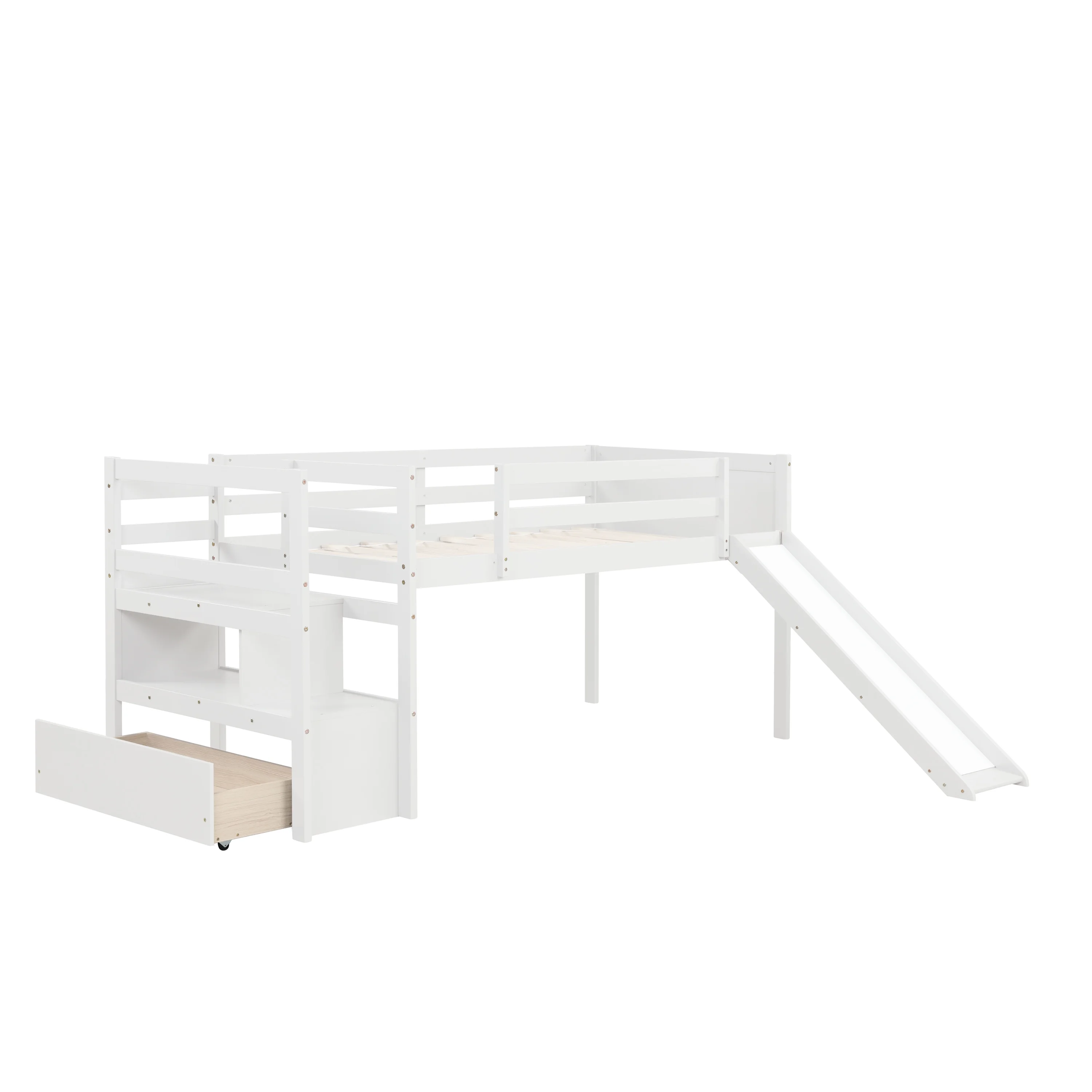 CoSoTower Twin Low Loft Bed with Stairs and Slide
