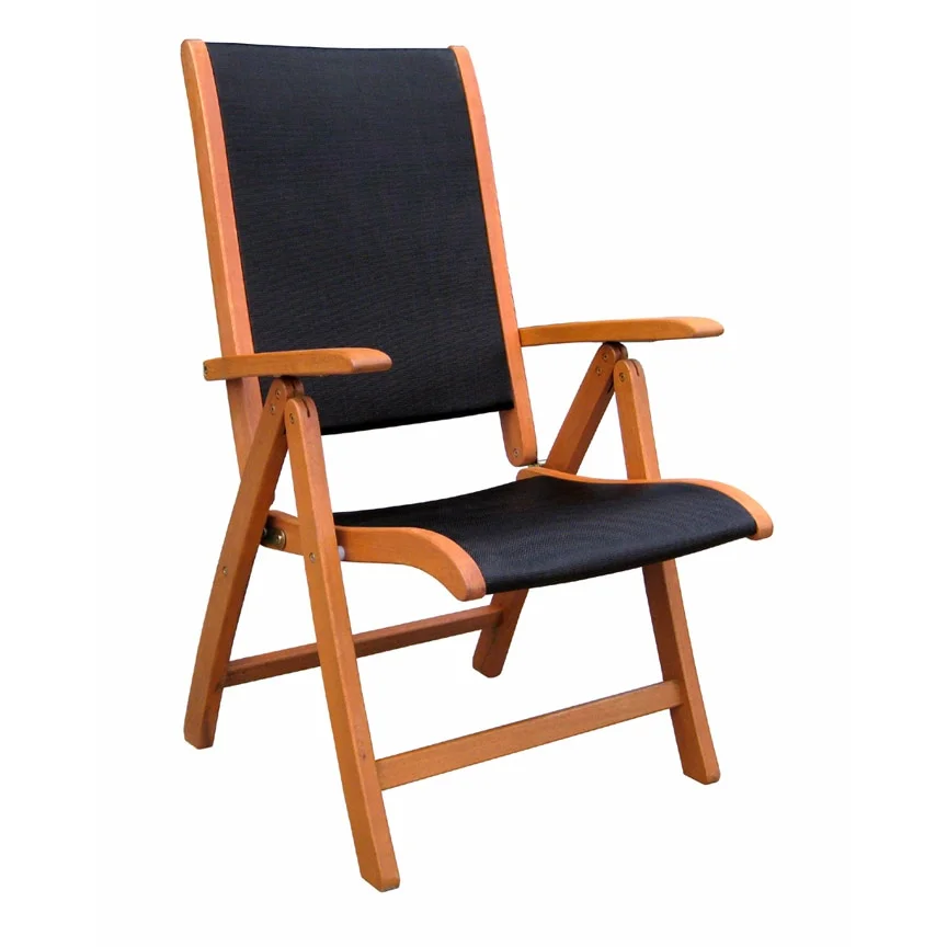 International Caravan Royal Tahiti Hamburg Balau Wood 5 Piece Sling Patio Dining Set