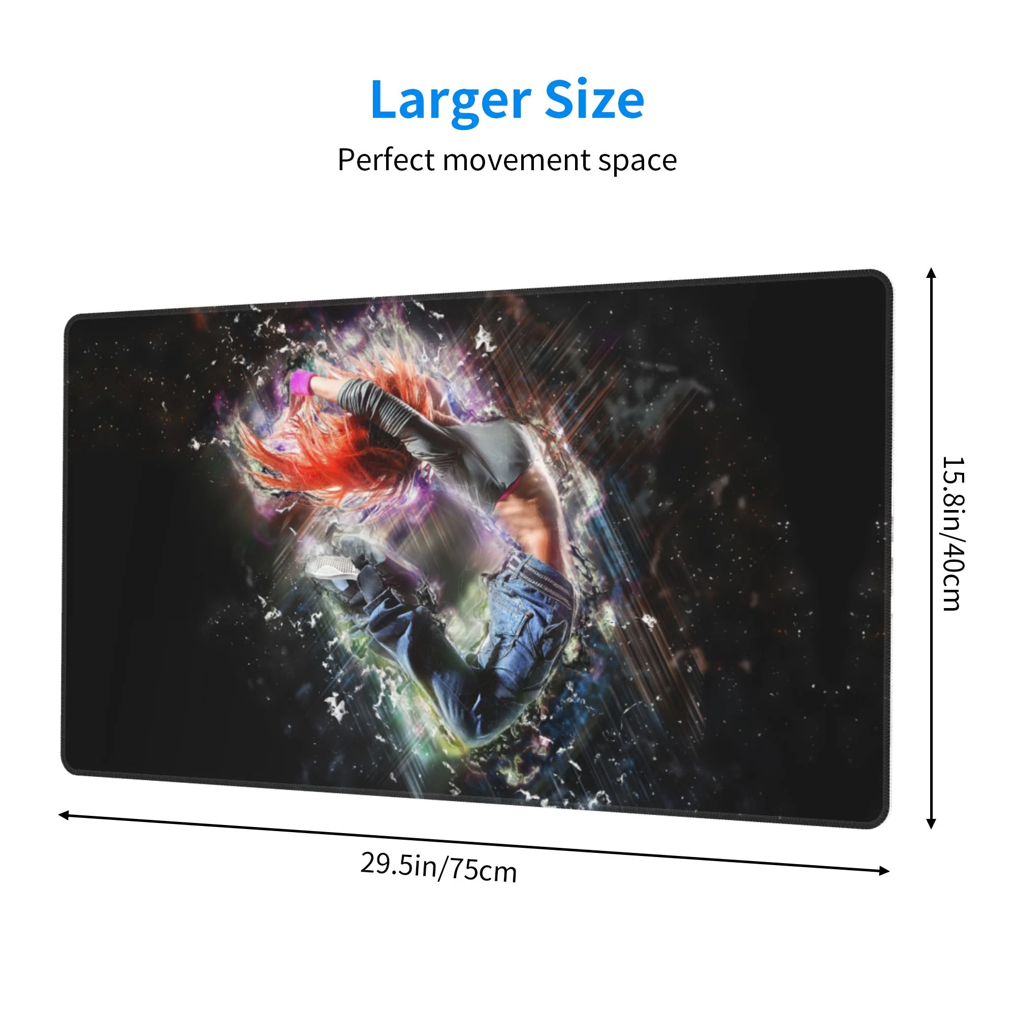 Large Mouse Pad, Dancing Girl Jump Female Non-Slip Waterproof Rubber Keyboard Office Desk Pads Mousepad, 29.5 x 15.8 inches 3mm Thick