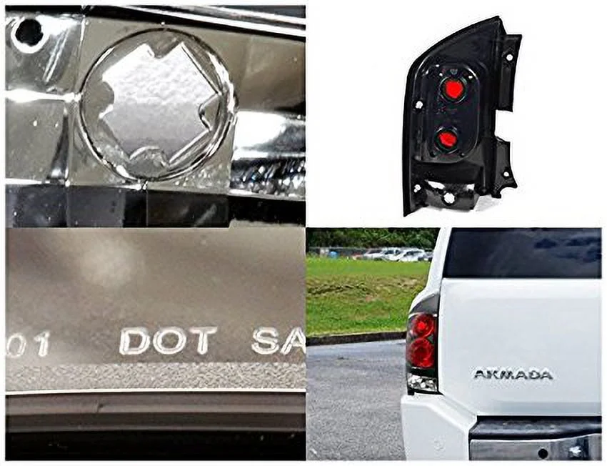 Tail Lights Rear Brake Lamp In Black Housing Clear Lens Made For And Compatible With 2005 - 2015 Nissan Armada 05 06 07 08 09 10 11 12 13 14 15