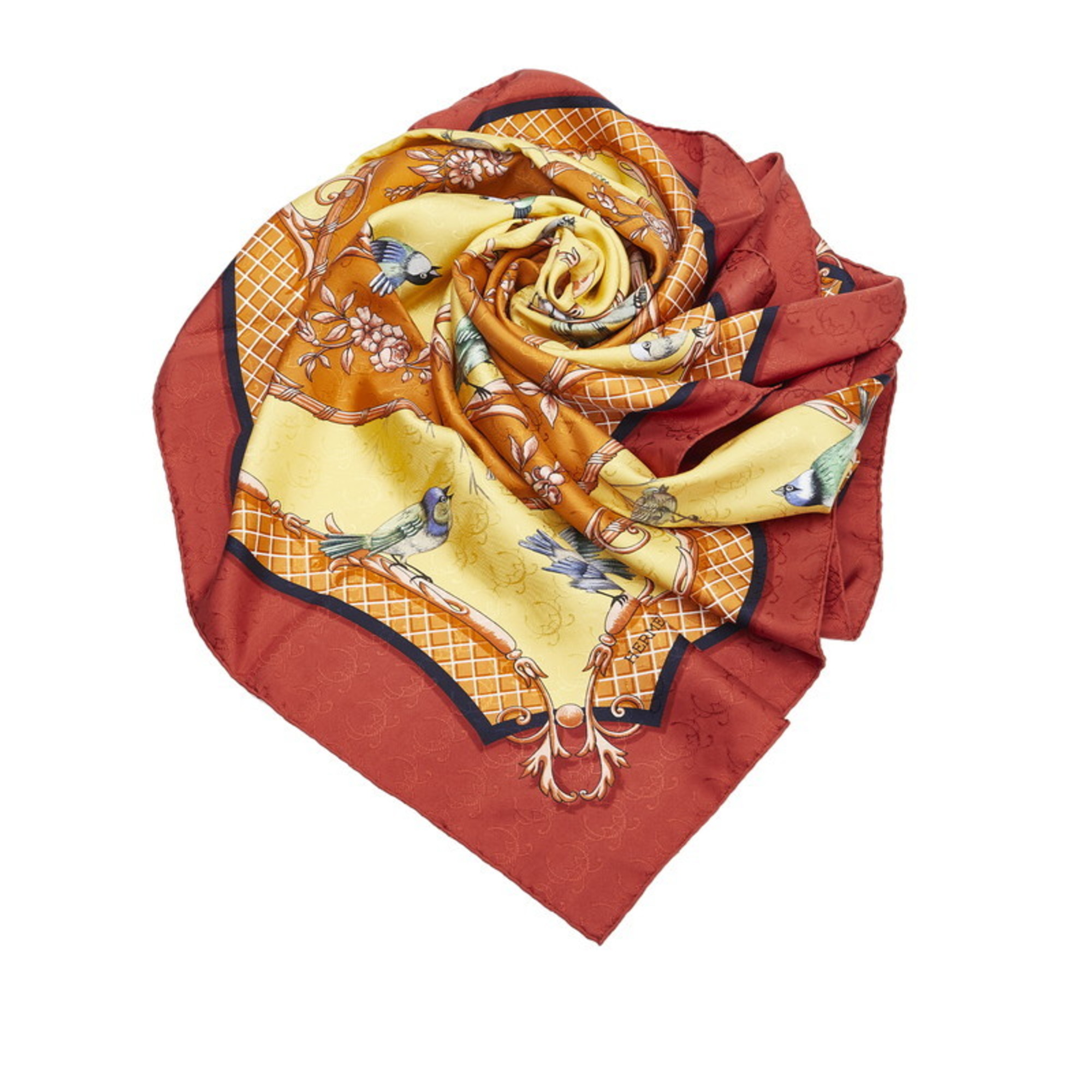 Pre-Owned Hermes Carre 90 LA CLE des CHAMPS Key to Freedom Scarf Muffler Red Multicolor Silk Women's HERMES (Good)