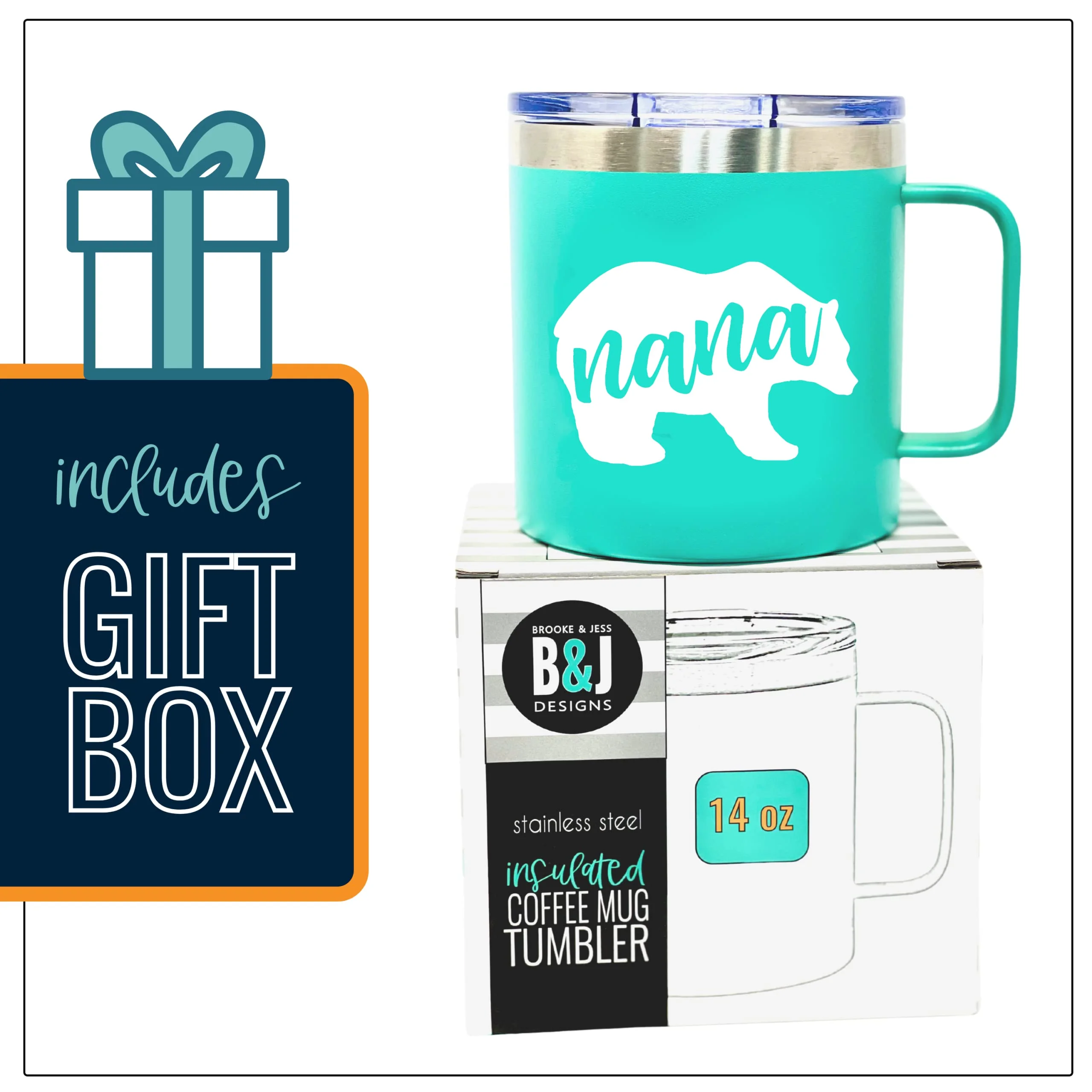 Nana Bear Teal 14 oz Camper Tumbler