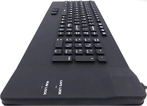 DSI Keyboard with Integrated Mouse Button - Industrial IP68 Waterproof Rugged Silicone IKB108, Black