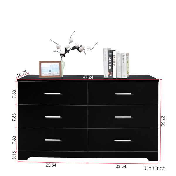 Dresser for Bedroom, Bedroom Drawer Double, Wide Storage Cabinet for Living Room Home Entryway, 47.2 x 15.7 x 27.6 Inch, Black