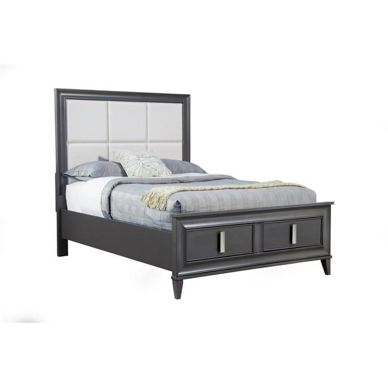 Alpine Furniture Lorraine Wood California King Storage Platform Bed in Dark Gray