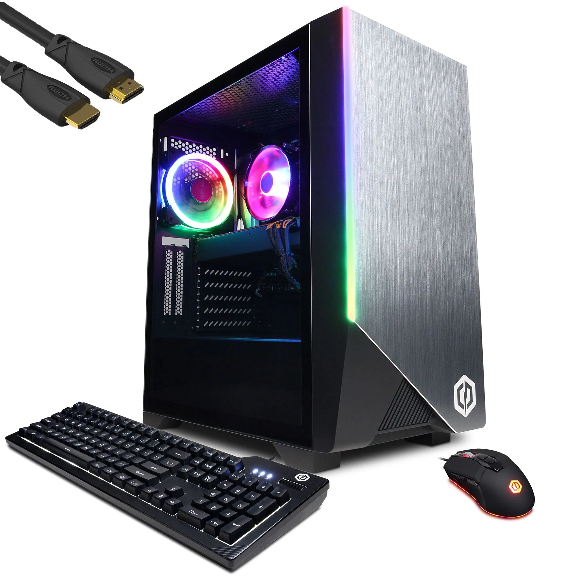 CyberpowerPC Tivdio Gamer Xtreme VR Gaming Desktop PC, GeForce RTX 3060, AMD Ryzen 7 3700X, 16GB RAM, 240GB SSD, 1TB HDD, HDMI/DP/DVI, Wi-Fi 6, RGB Tower, Tivdio HDMI Cable, Windows 10 Home