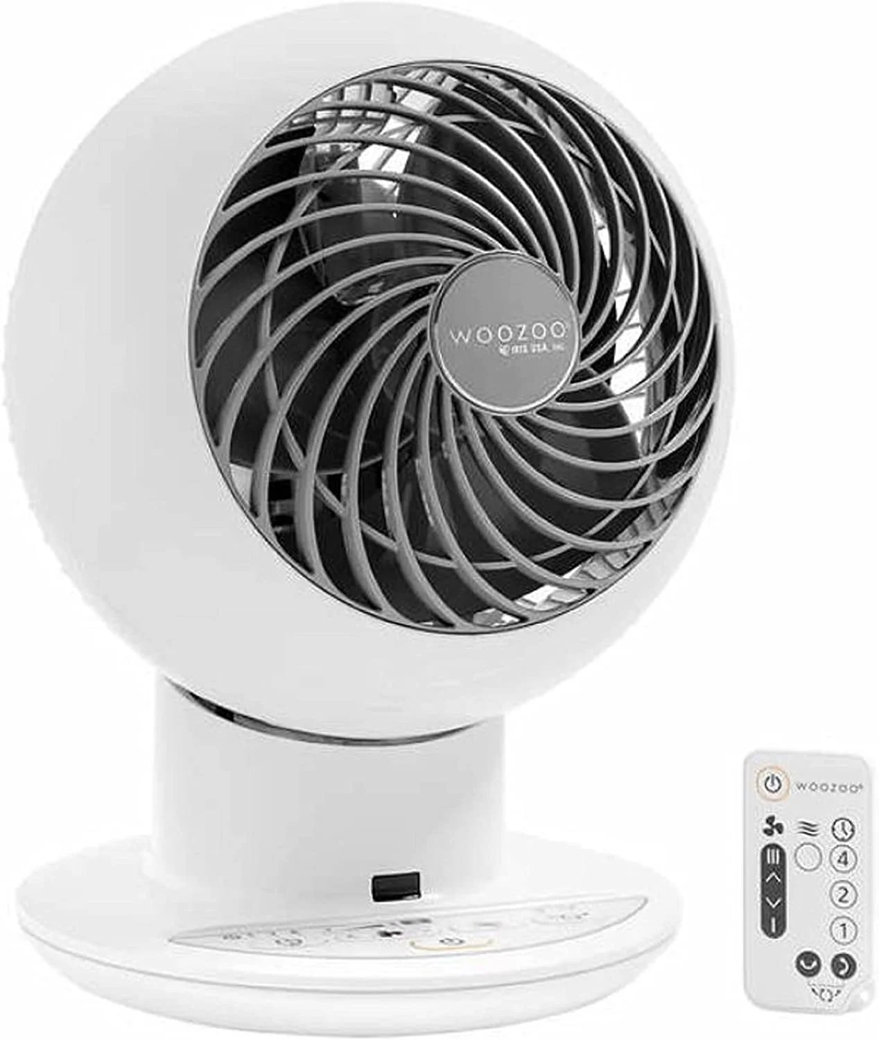 SC15T, Remote Controlled Compact Globe Oscillating Circulating Fan, White, 1 Pack