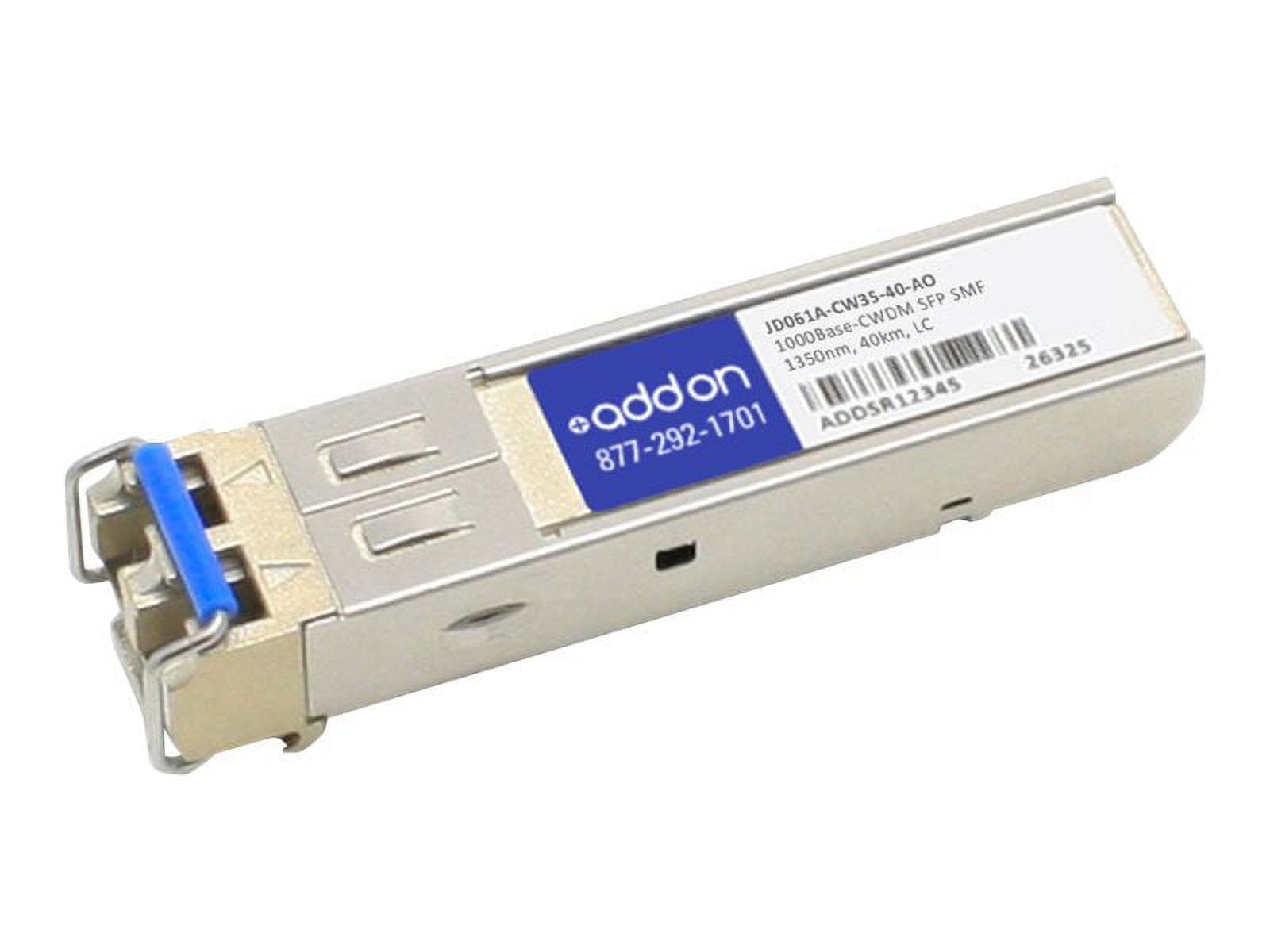 AddOn - SFP (mini-GBIC) transceiver module (equivalent to: HP JD061A-CW35-40) - GigE - 1000Base-CWDM - LC single-mode - up to 24.9 miles - 1350 nm - TAA Compliant - for HPE 10512, 12504, 1910, 3600, 5120, 5500, 5920AF, 7506; FlexFabric 1.92, 11908