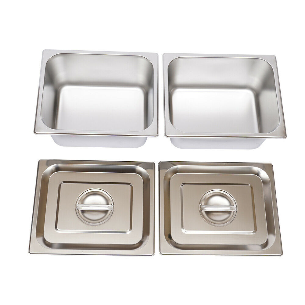 Fichiouy Food Warmer Steam Countertop Steamer Food Warming with 2 Pots & 2 Lids Food Holder 850W