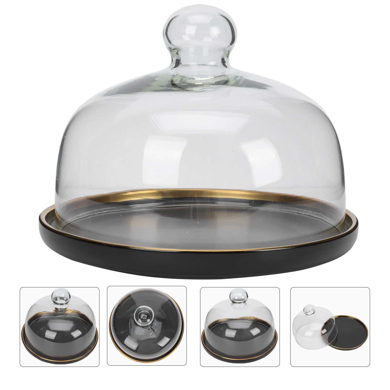 Nuolux Cake Stand Dome Tea Afternoon Traylid Plate Domes Cupcake Fruit Glasses Cover Stands Glass Base
