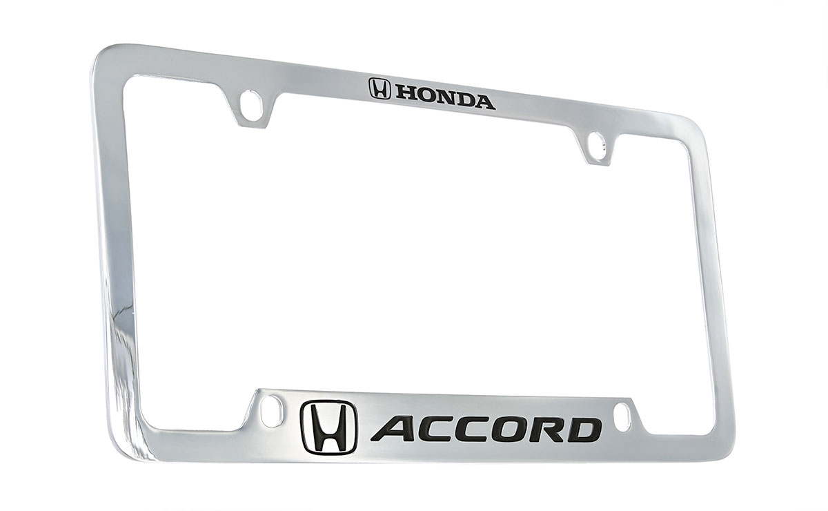 Honda Accord wordmark chrome plated metal license plate frame holder