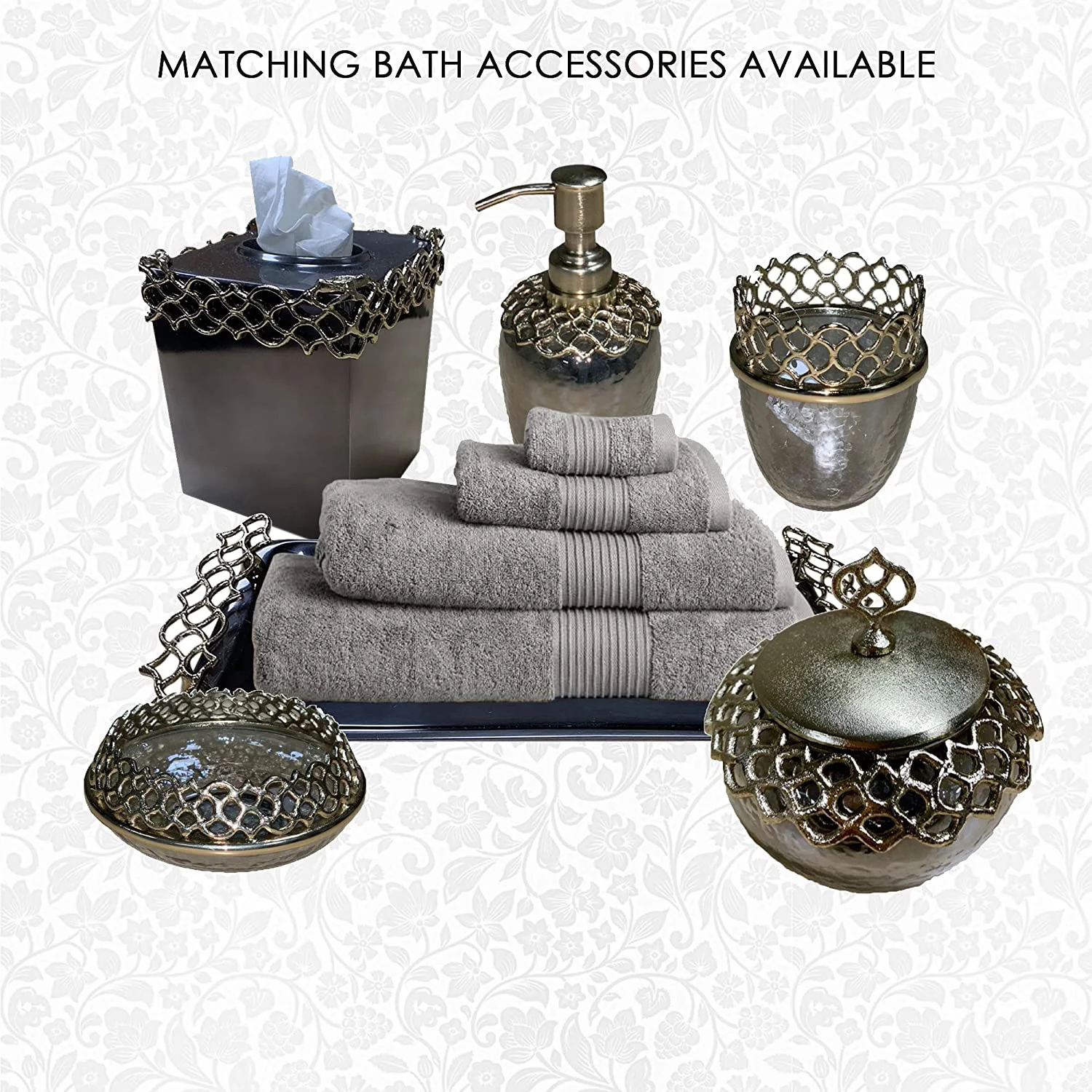 Soap Dispenser - Decorative Gold Finish Design and Textured Black Luster Rust Proof Smooth Action Pump Refillable for Lotions, Essential Oils, Bathroom Decor, Kitchen, Countertop, Housewarming Gift