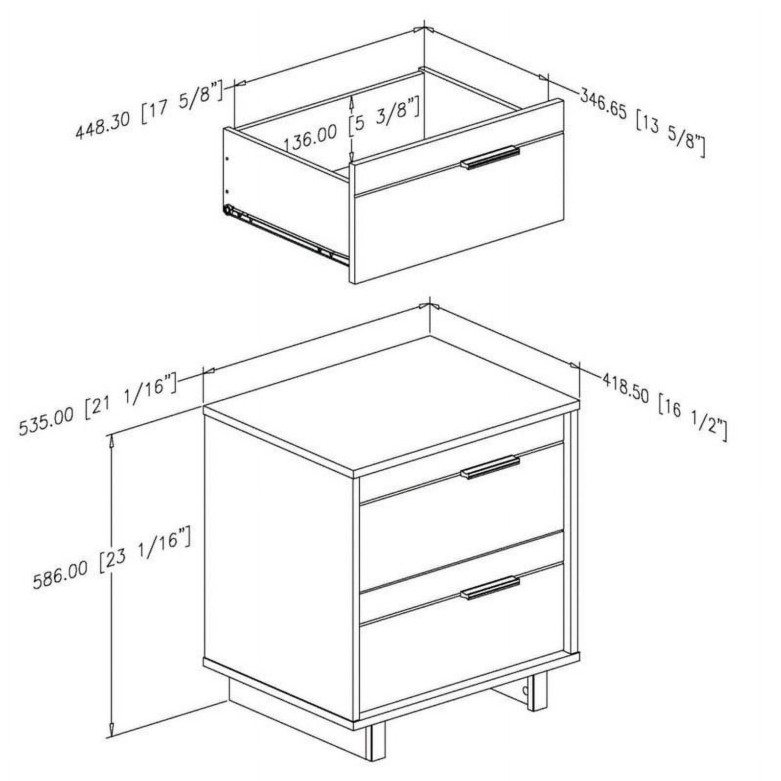 Pemberly Row Modern 2 Drawer Nightstand in Rustic Oak