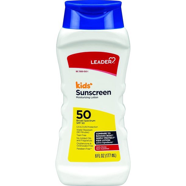 Leader Sunscreen Moisturizing Lotion SPF50 Broad Spectrum, Tear Free, 6oz