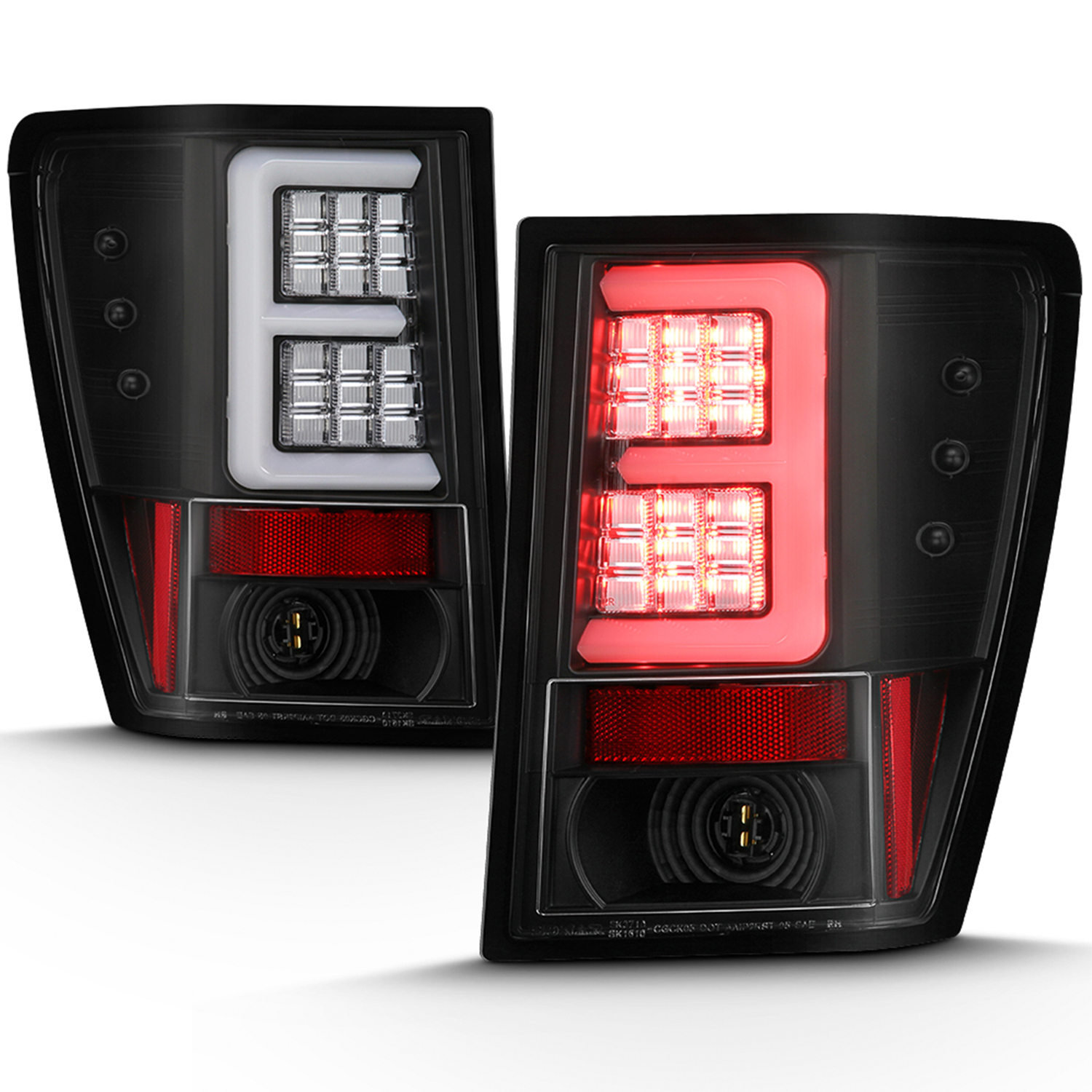 AKKON - Fits 2005 2006 Jeep Grand Cherokee 4Door [E-Tube Bar] LED Black Tail Lights Brake Lamp Pair Left Driver+Right Passenger