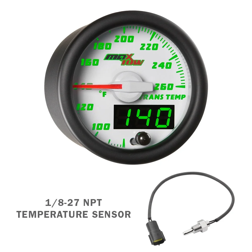 MaxTow 1998-2002 Dodge Ram Cummins Triple Gauge Package with White & Green DS1 Gauge Set