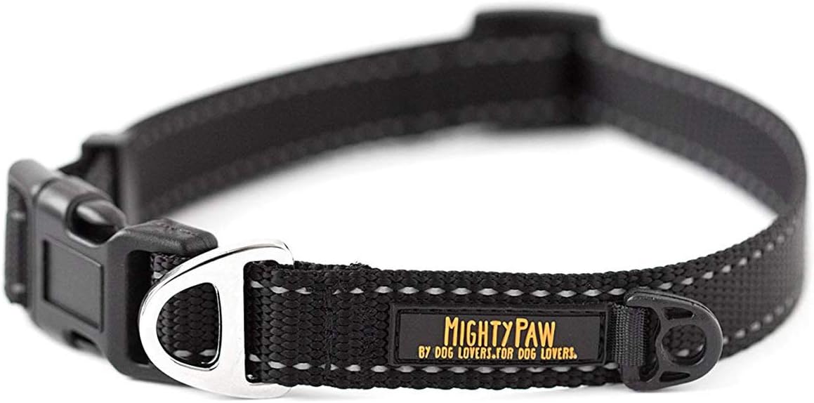 Mighty Paw Reflective Dog Collar | Premium Nylon, High Visibility Pet Collar with Buckle and Reflective Stitching, Light Weight and Adjustable, Perfect for Small and Large Dogs