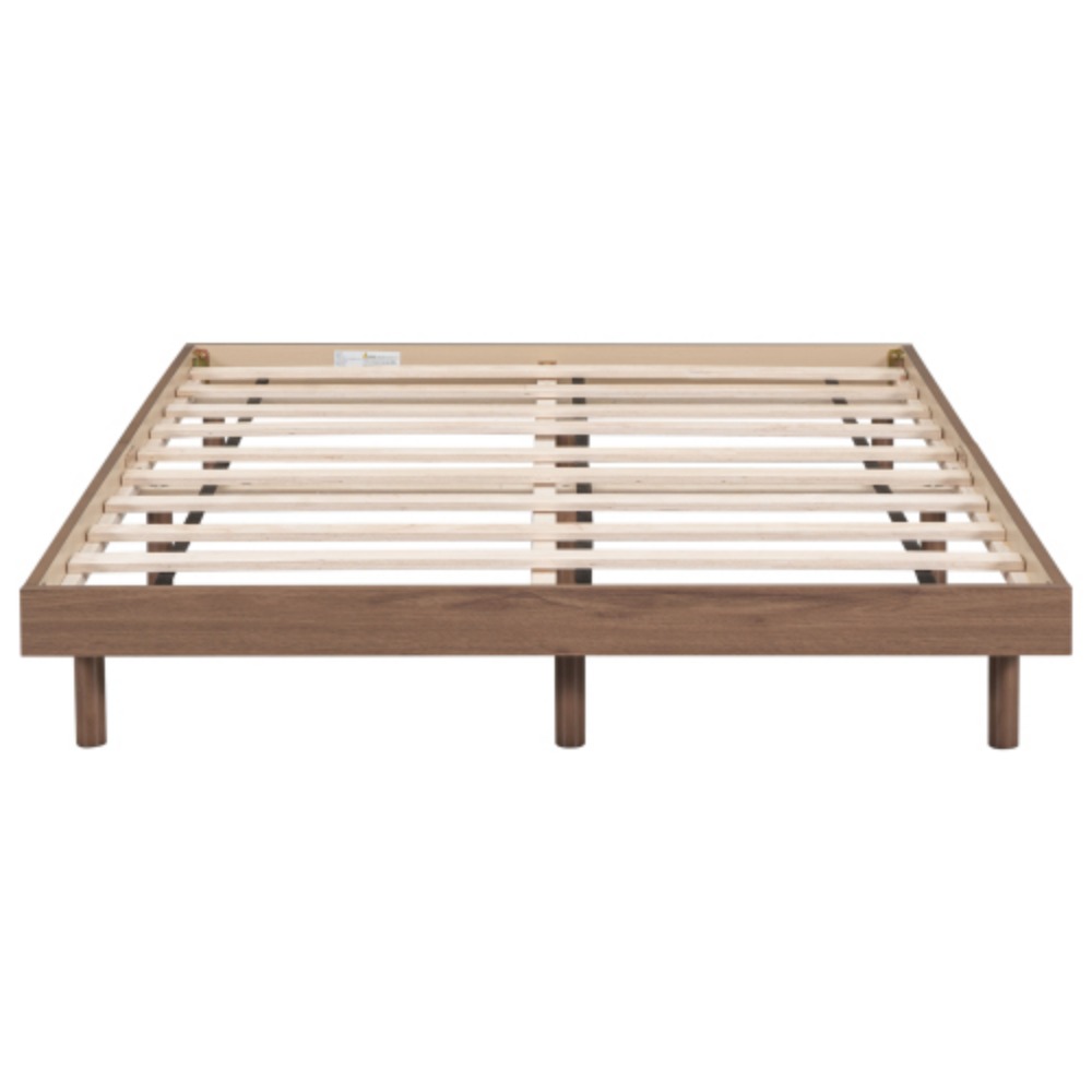Modern Design Full Floating Platform Bed Frame for Walnut Color Walnut + Particle Board