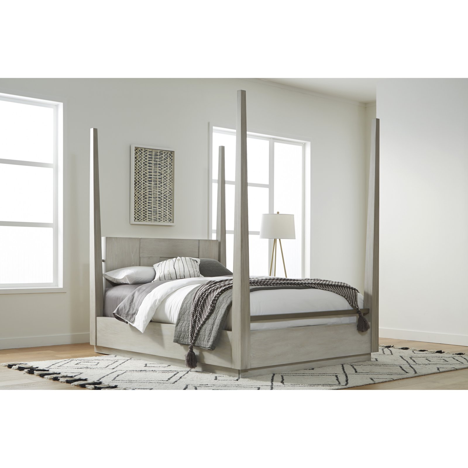 Modus Destination California-King Poster Bed in Cotton Grey