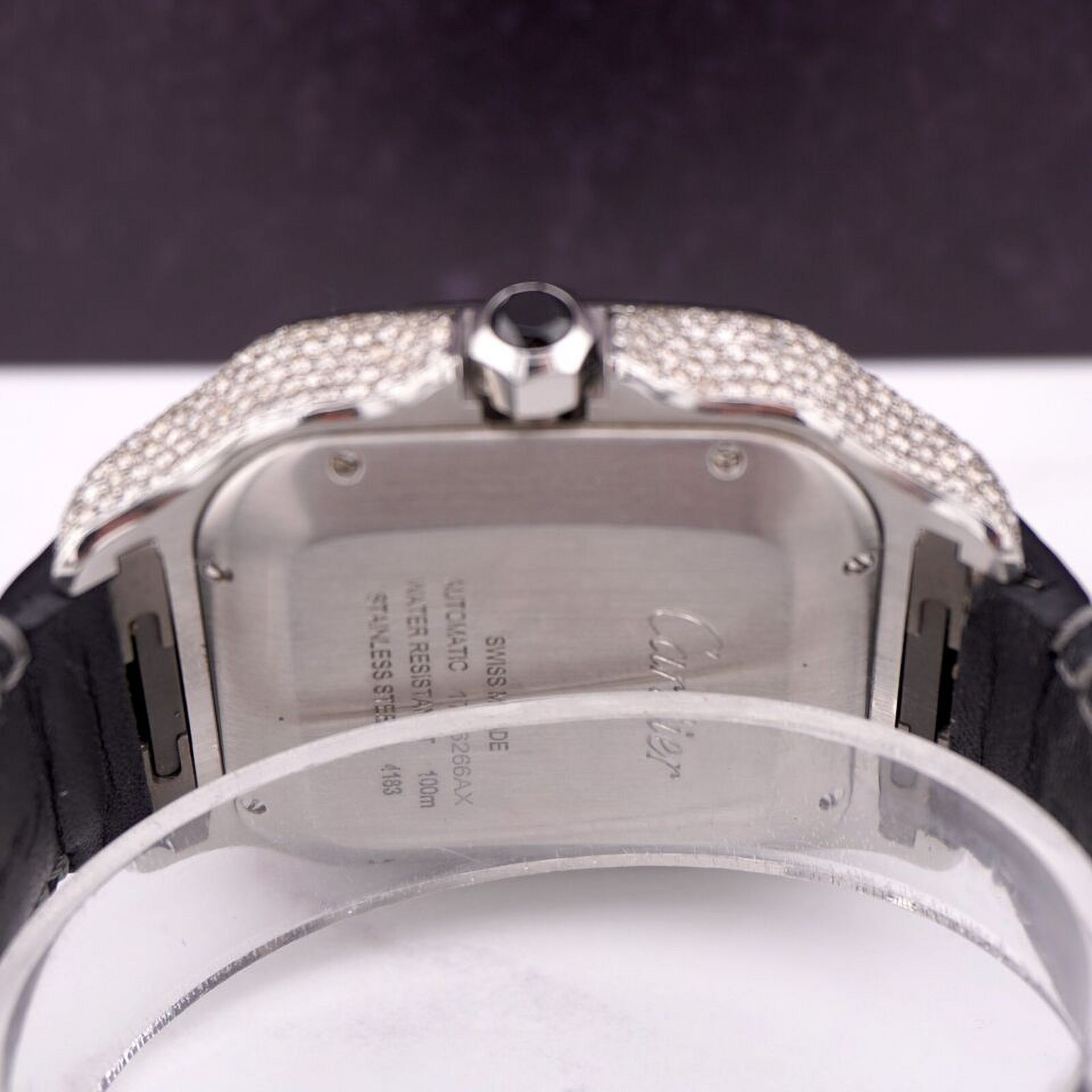 Cartier Santos 43mm Chrono Men's Steel Watch ADLC Iced 9ct Diamonds WSSA0017