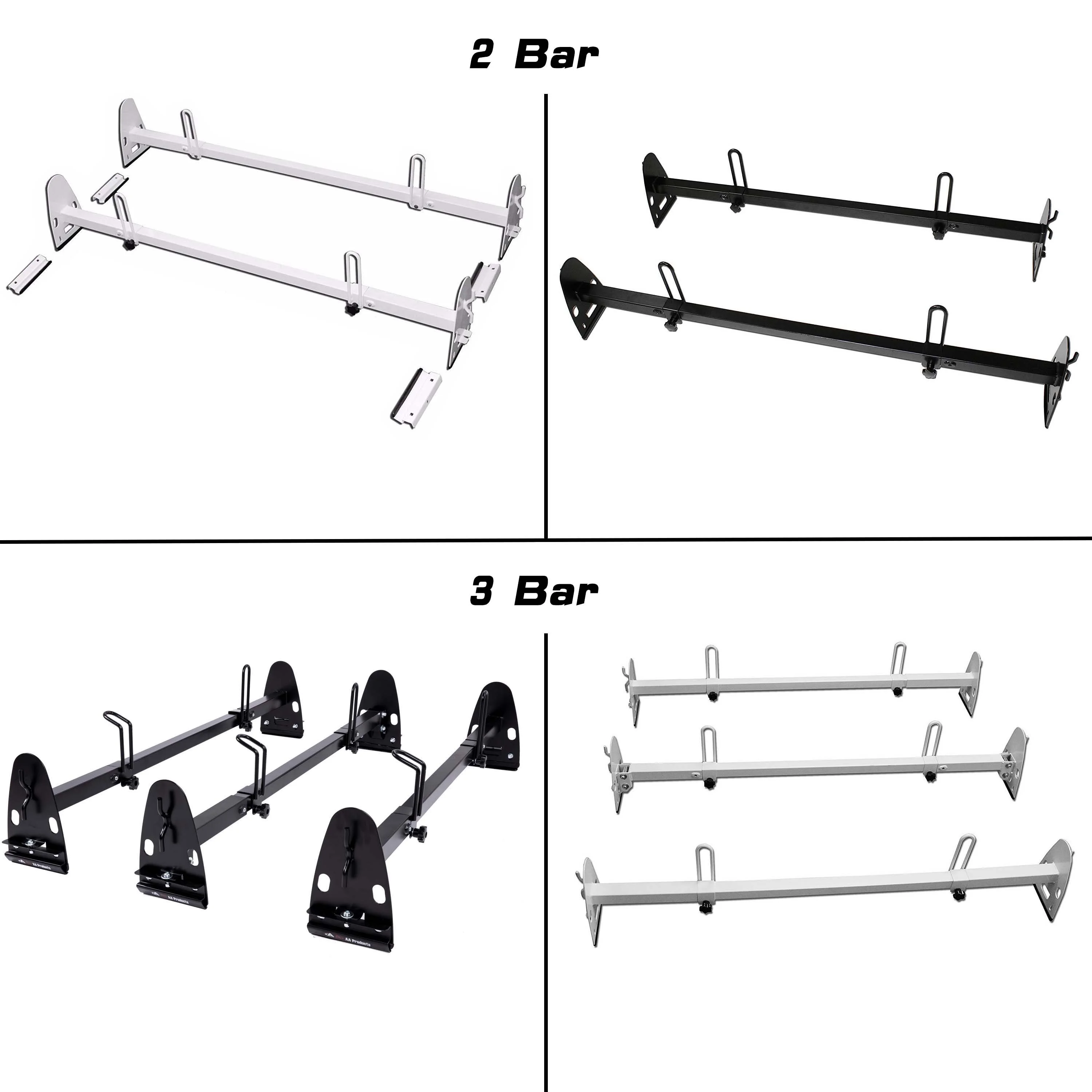 AA-Racks Steel Square Two (2) Bar Van Roof Rack With Ladder Stopper - Black (X27-BLK)