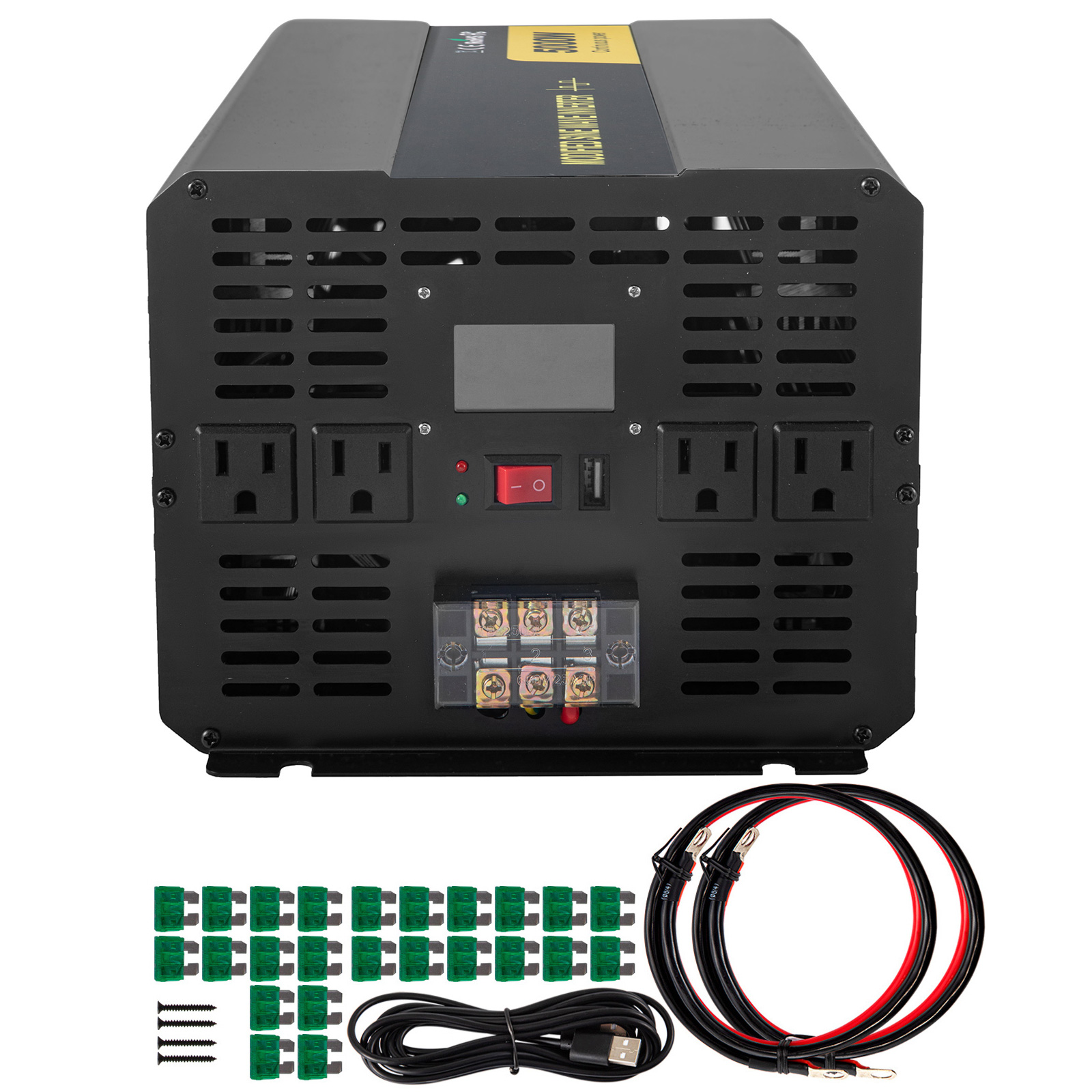 SKYSHALO DC12V to AC120V Car Converter with LCD Display Remote Controller LED Indicators AC Outlets Power Inverter for Car RV Truck Boat Travel Camping Power Inverter 6000W Modified Sine Wave Inverter