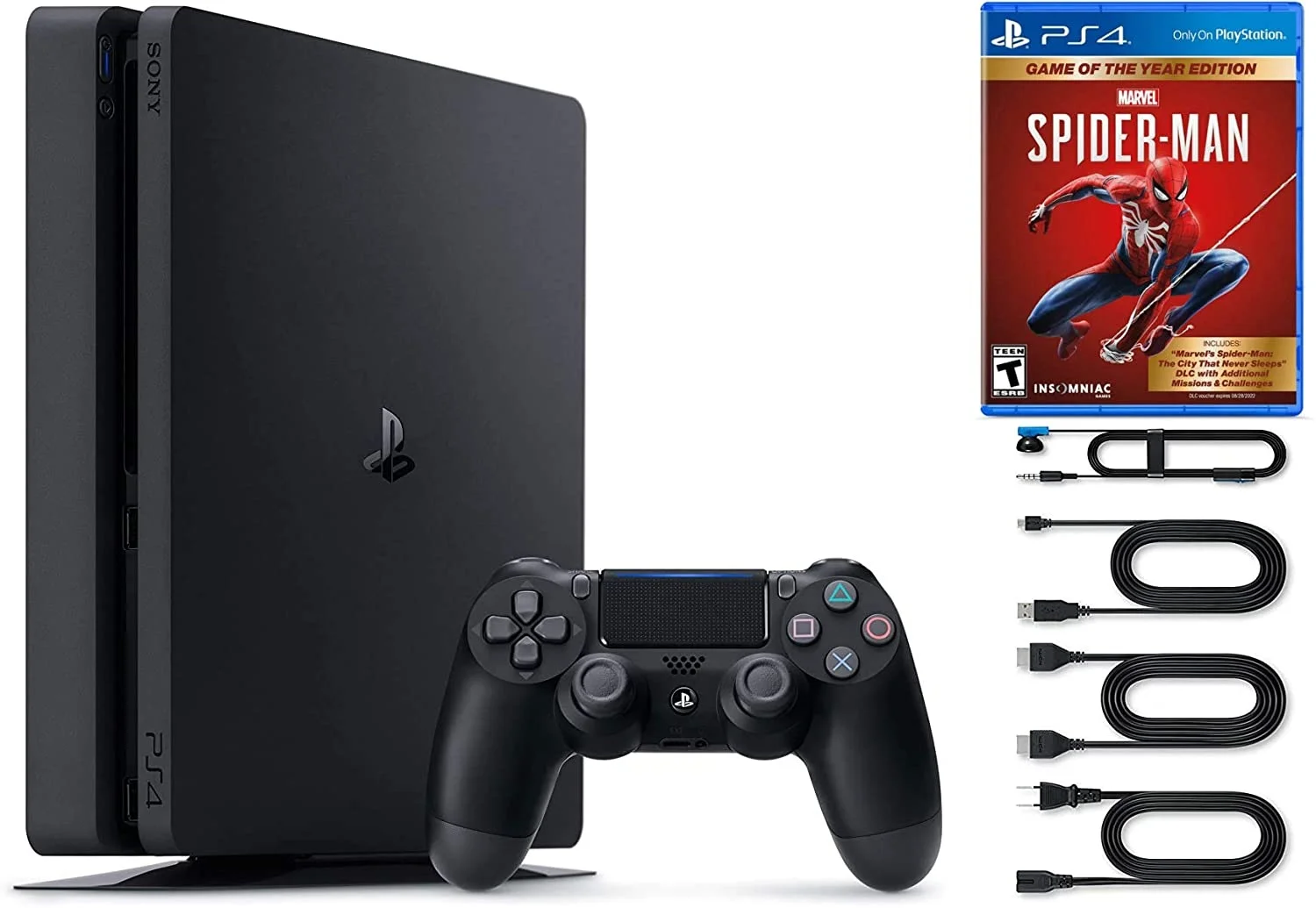 Holiday Bundle Sony PlayStation Slim 4 1TB PS4 Console with Game: Marvel's Spider-Man: Game of The Year Edition - Express Shipping Available