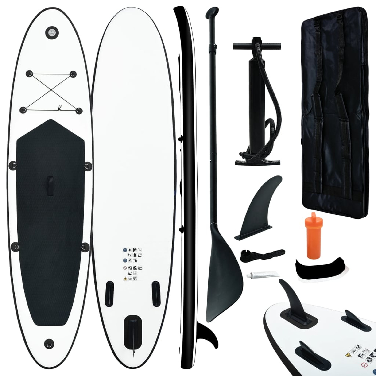 Dcenta Inflatable Paddle Board Set Beach Surfing Board with Oar, Fin, Hand Pump, Repair Kit and Carrying Bag Surfboard for Adults