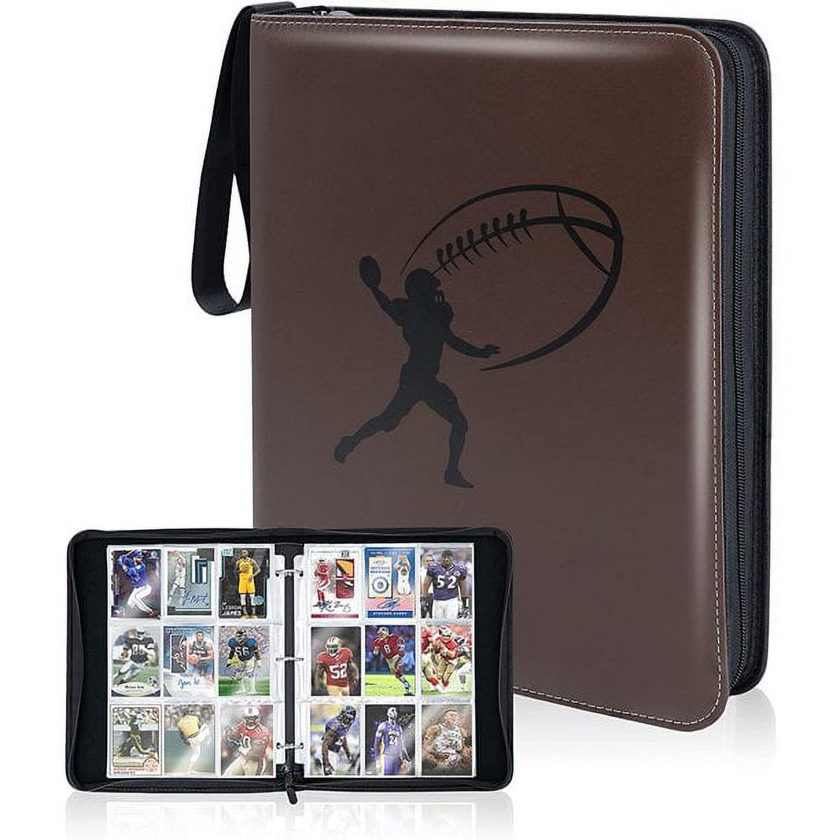 CloverCat 9 Pocket Football Waterproof Trading Card Binders Double Sided, 40 Pages Football Card Sleeves Holder with Up to 720 Cards for Sports Cards 3 Rings Design - Protect, Organize, Storage Case