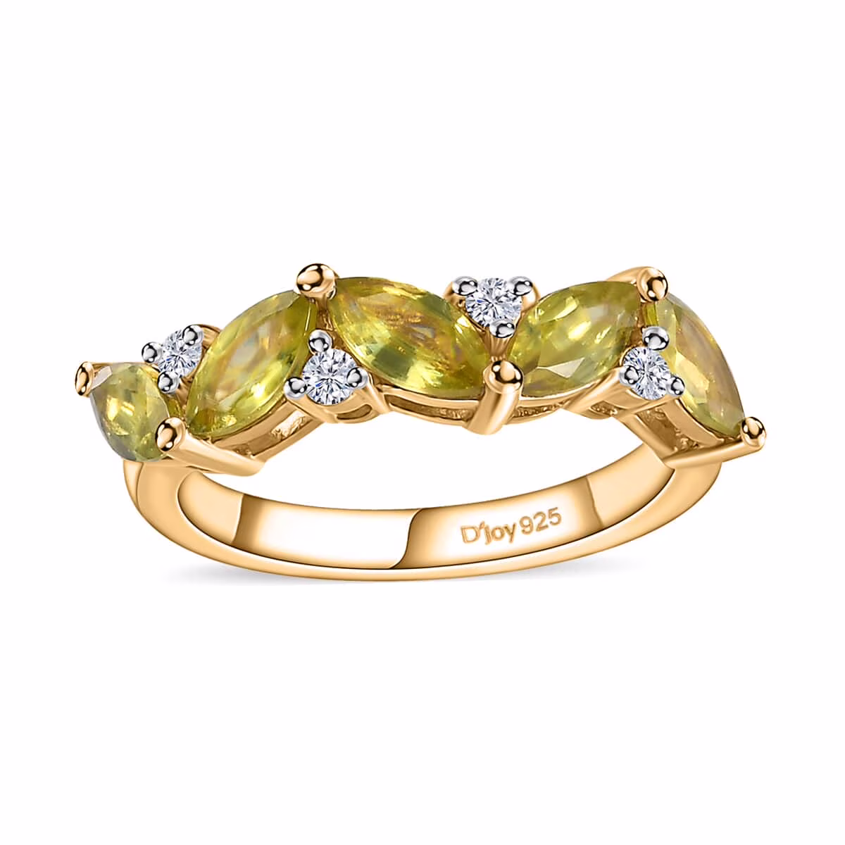 Shop LC Sphene Moissanite Marquise 925 Sterling Silver Vermeil Yellow Gold Plated Statement Ring for Women Jewelry Size 9 Ct 1.15 Birthday Gifts for Women