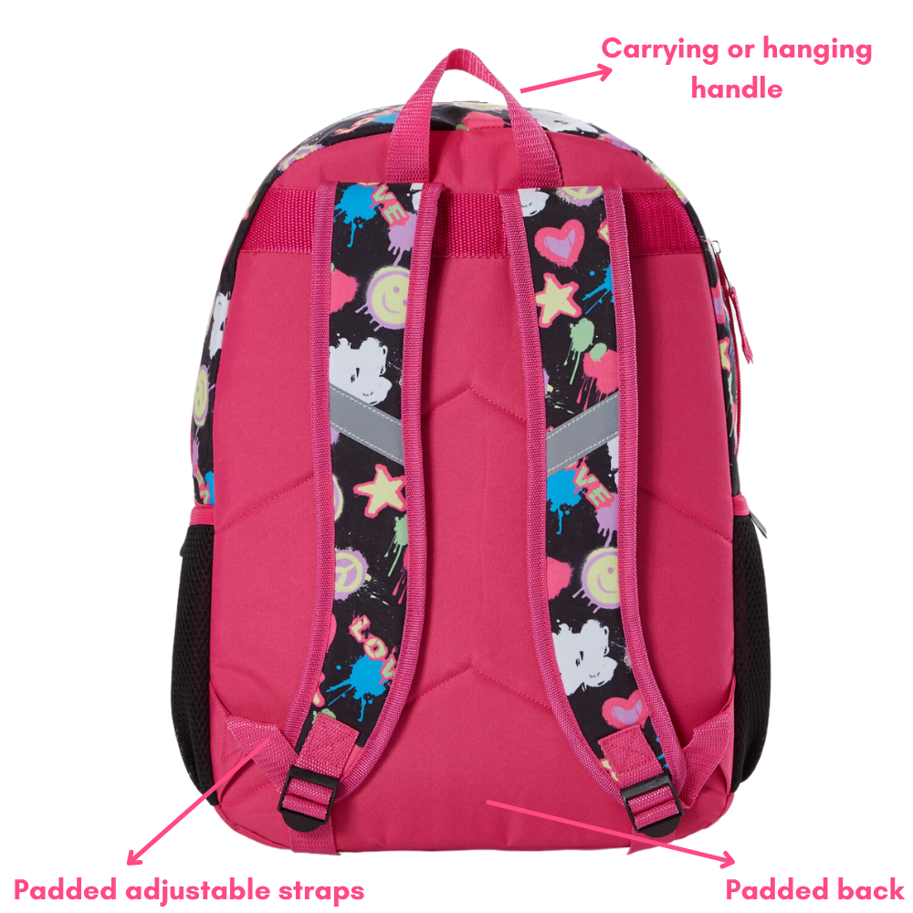 Club Libby Lu Heart Love Girls Backpack with Lunch Box and Water Bottle 6 Piece Set 16 inch Black