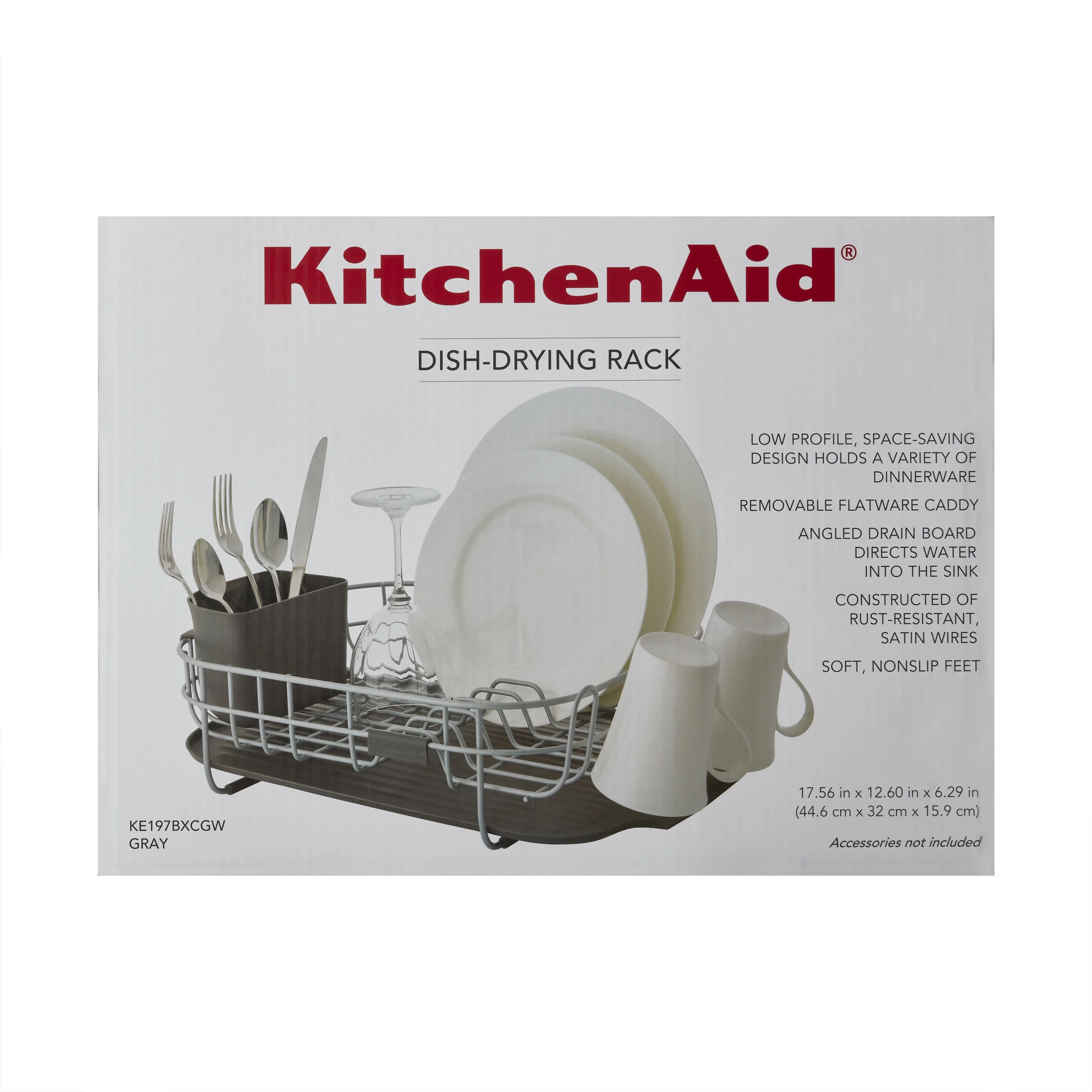 Kitchenaid Low Profile Powder Coated Dish Drying Rack in Charcoal Gray