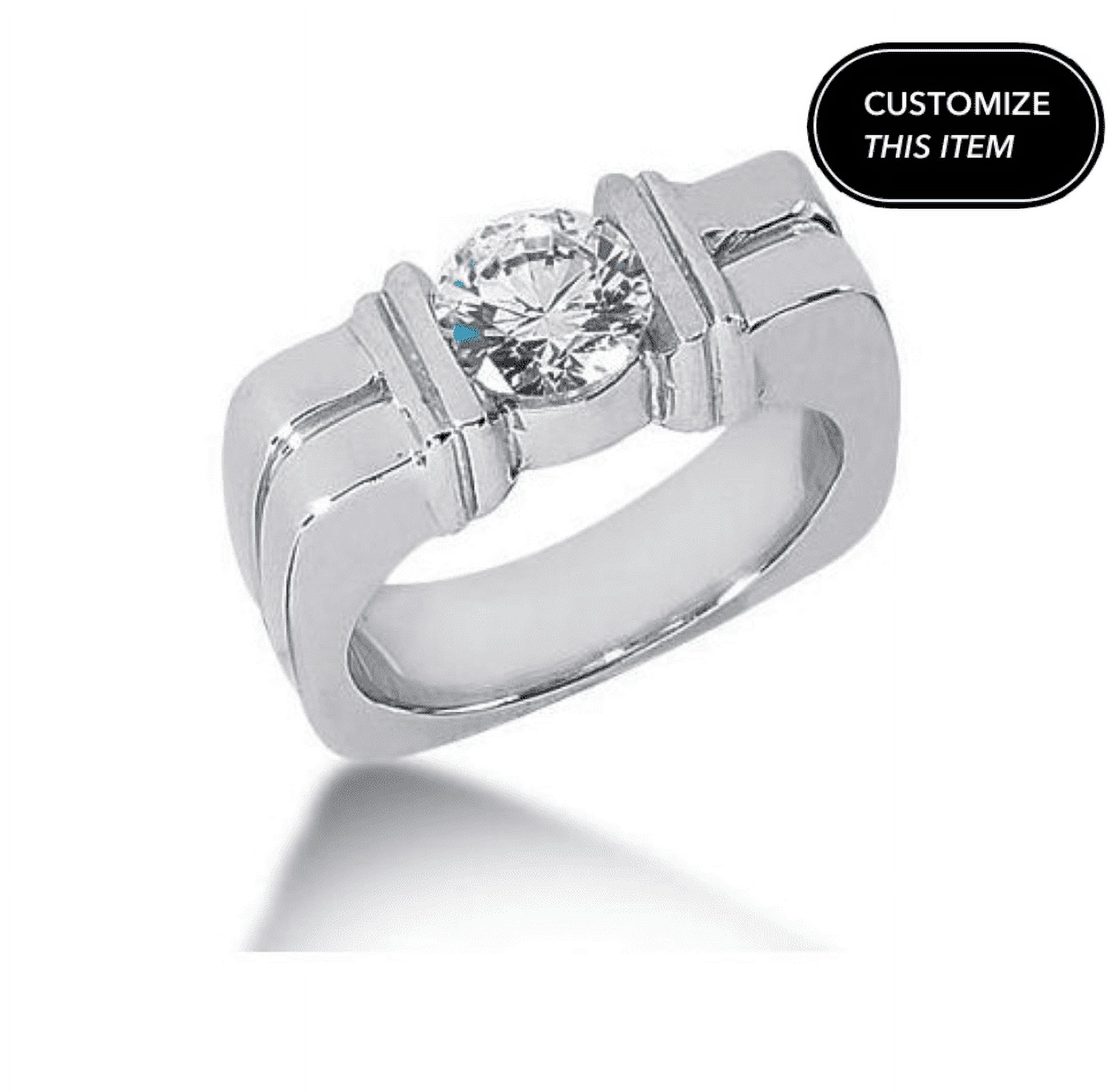 Gaspara 1.5 ct Round Moissanite Gemstone Men's Sterling Silver Solitaire Wedding Engagement Ring