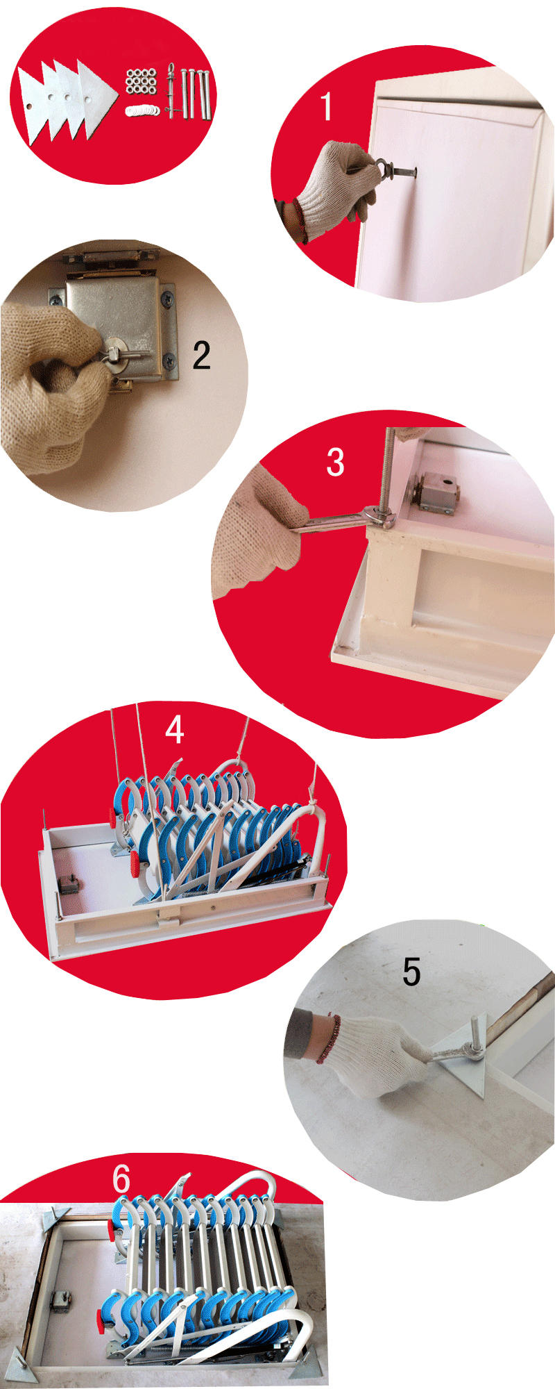 Techtongda Heavy Duty Steel Metal Loft Wall Ladder Stairs Attic Folding Ladder Carbon Steel at Black-White 27.6 x 47.2inch