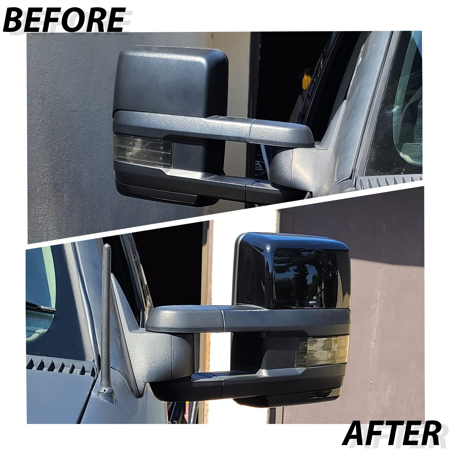 ECOTRIC Pair Glossy Black Tow Mirror Caps Cover for  2014-2019 Chevy Silverado GMC Sierra Truck Pickup Replaces 23444125, 23444126, 23444119, 23444120