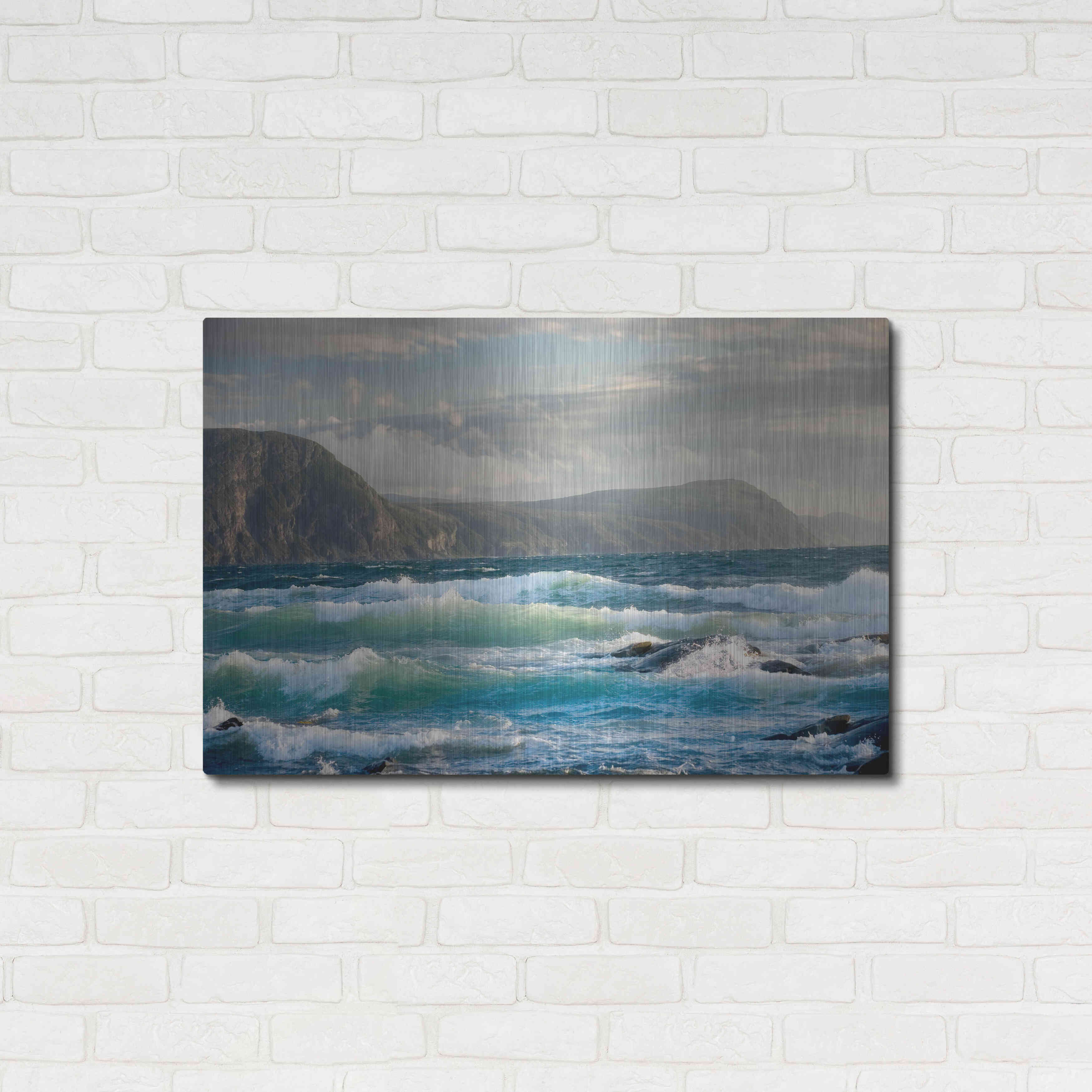 Luxe Metal Art 'Newfoundland Sunset Surf' by Mike Jones, Metal Wall Art, 36