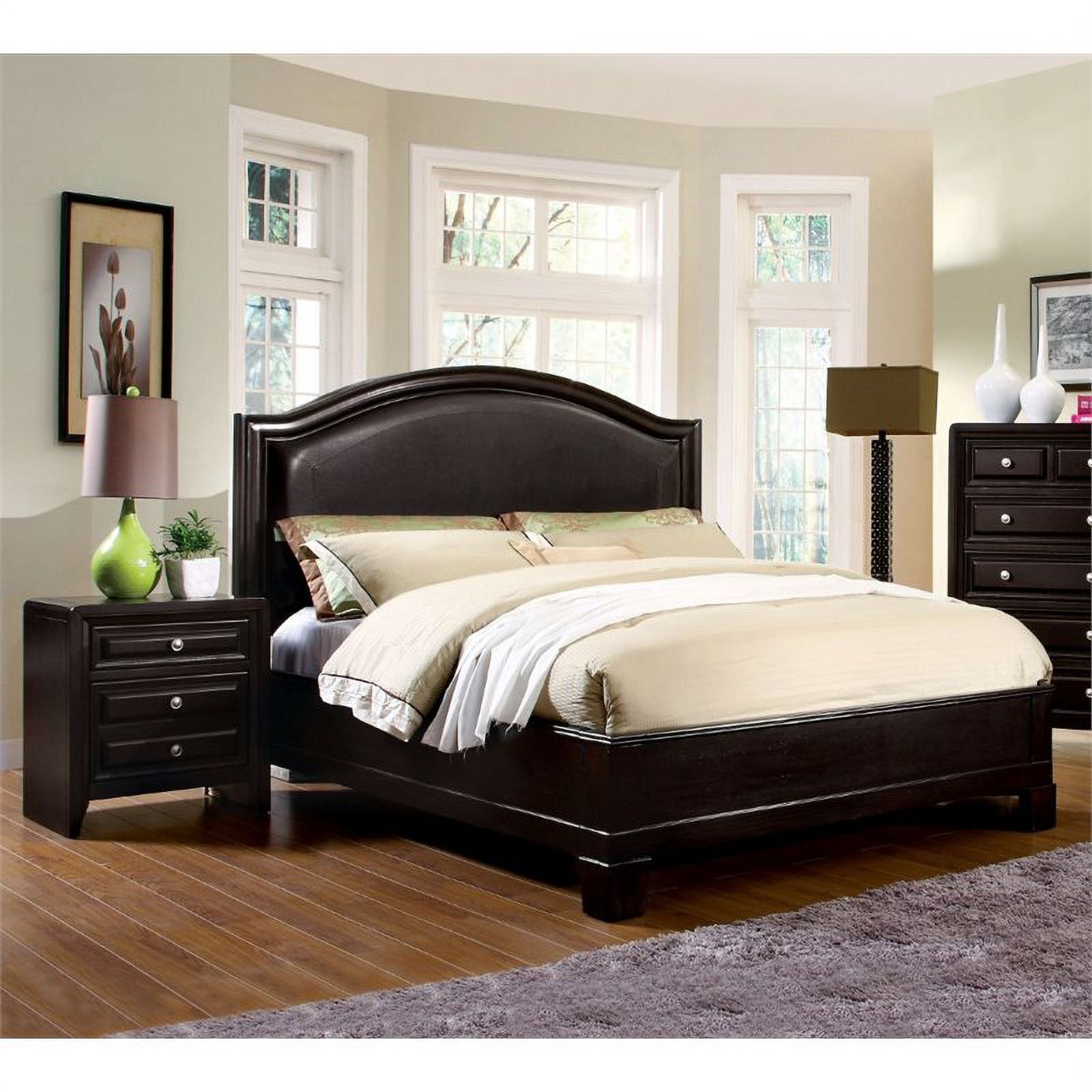 FOA Turner 2pc Espresso Solid Wood Bedroom Set - Cal King + Nightstand