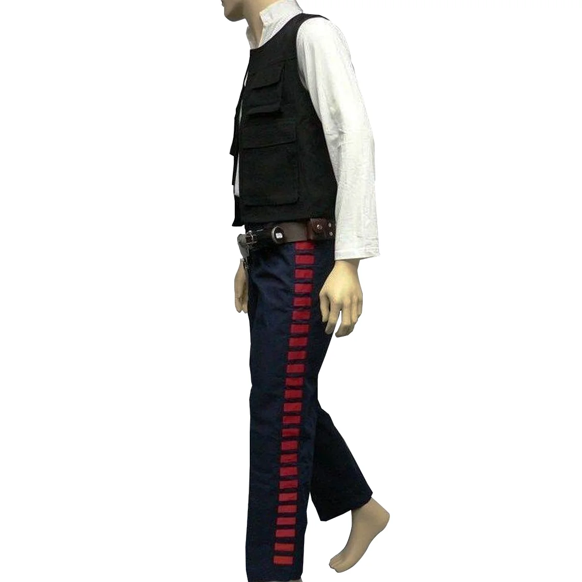 Han Solo Vest Adult Costume Star Wars Harrison Ford Movie Black New Hope Cosplay