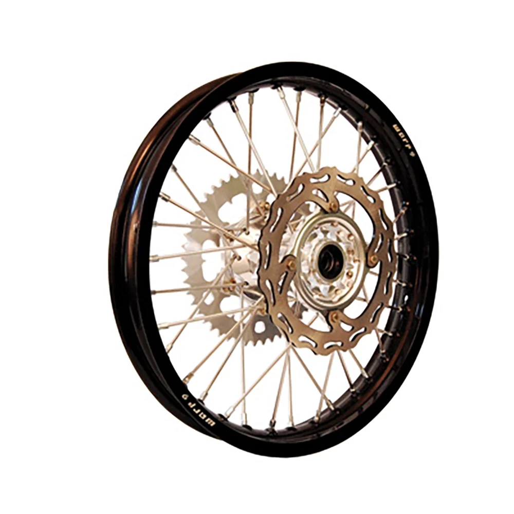 Warp 9 Complete Wheel Kit - Rear 19 X 2.15 Black Rim/Silver Hub/Silver Spokes And Nipples Compatible With Husqvarna TE 300I Rockstar Edition 2021