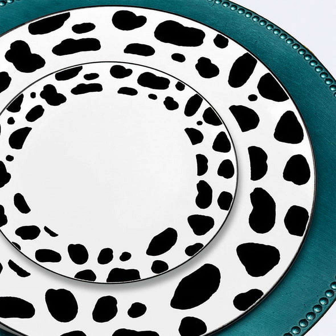 Smarty White with Black Dalmatian Spots Round Disposable Plastic Dinnerware Value Set 240ct